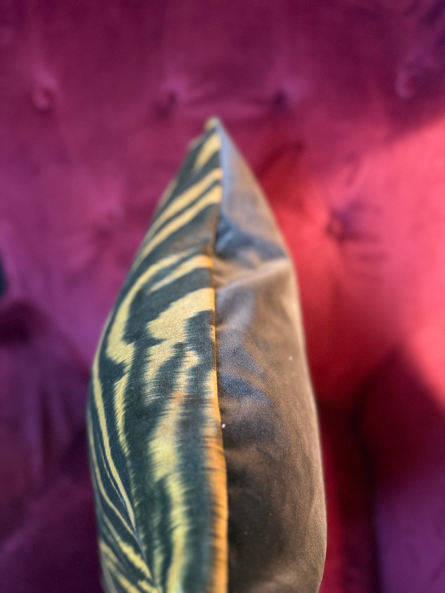 Golden zebra print luxury velvet cushion Harlequin