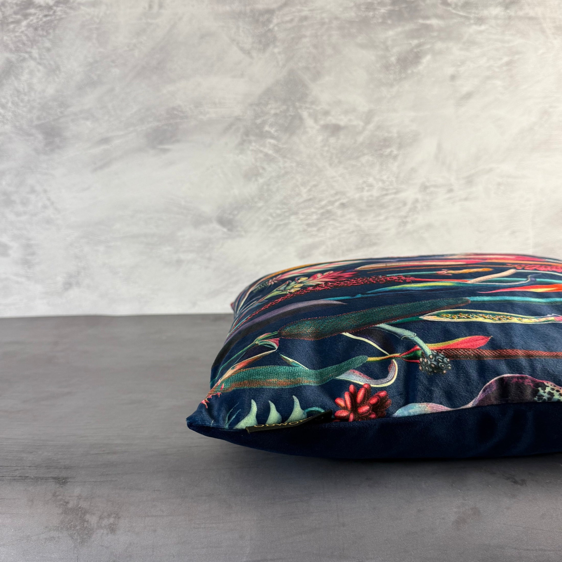 Botanical Lily | Black & Pink Velvet | Cushion