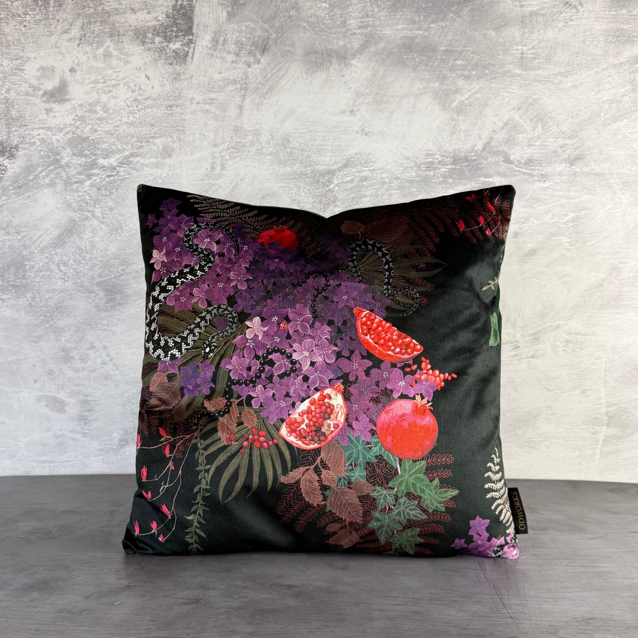 Forbidden Fruit | Black & Purple Velvet | Becca Who | Cushion