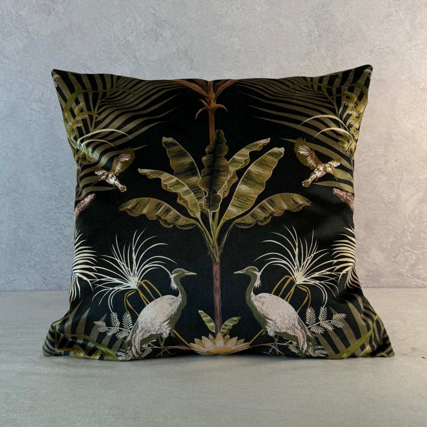 Crocodilia luxury ebony velvet cushion Becca Who