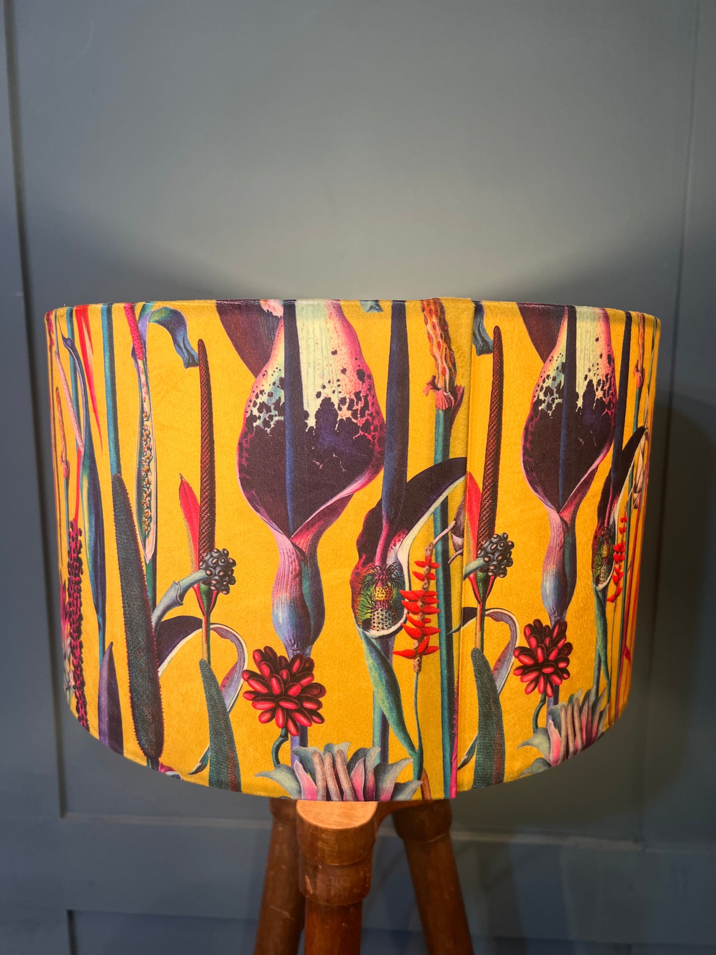 Bright Yellow botanical lily lampshade