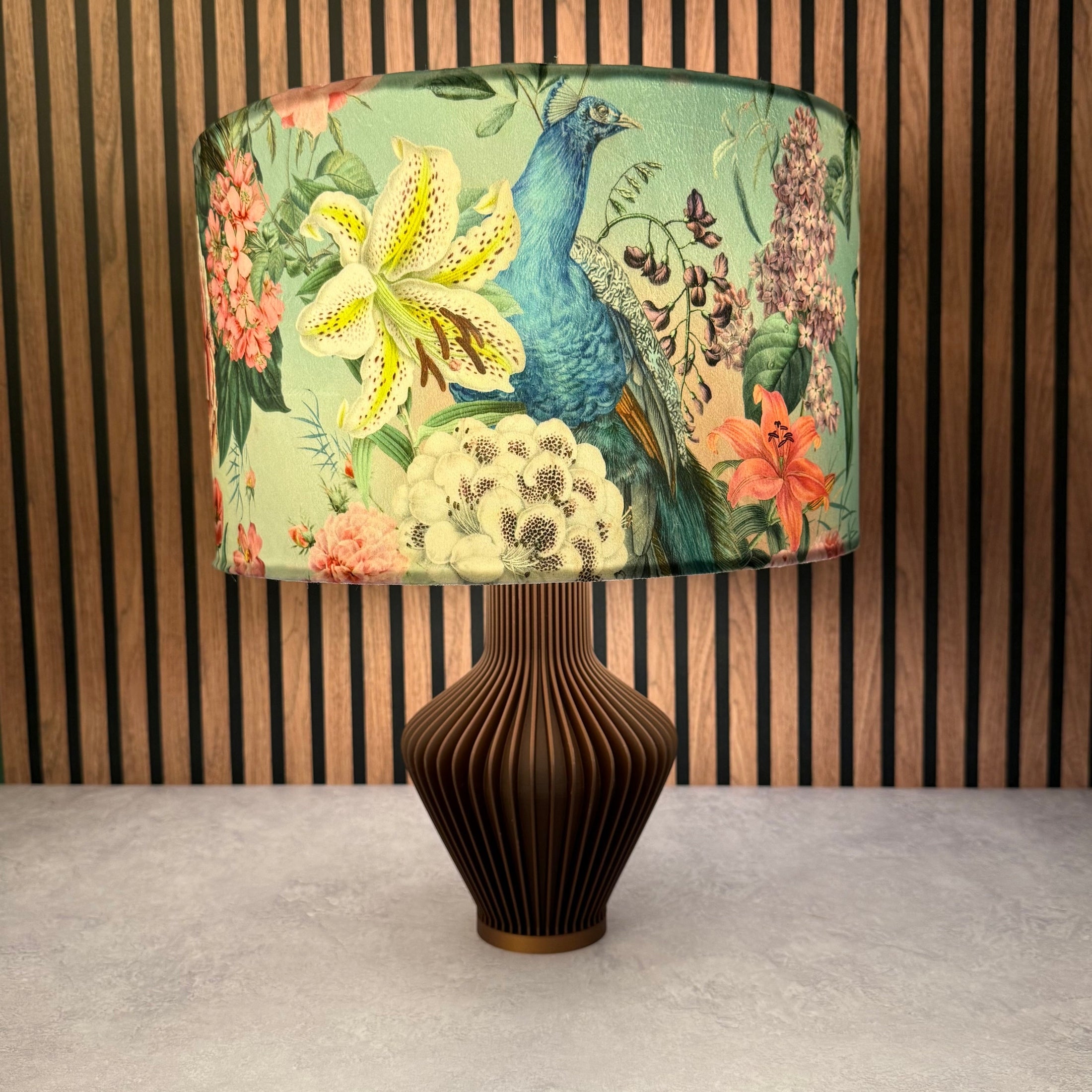 Peacocks & Lilys | Teal & Pink Velvet | Lampshade