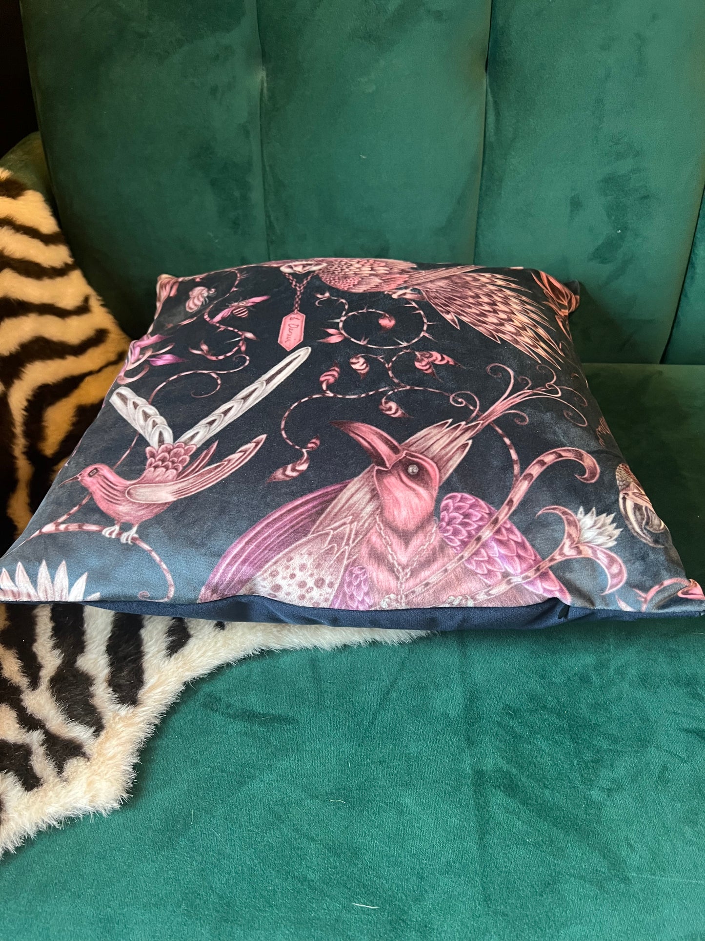 Audubon birds luxury velvet cushion Emma J Shipley