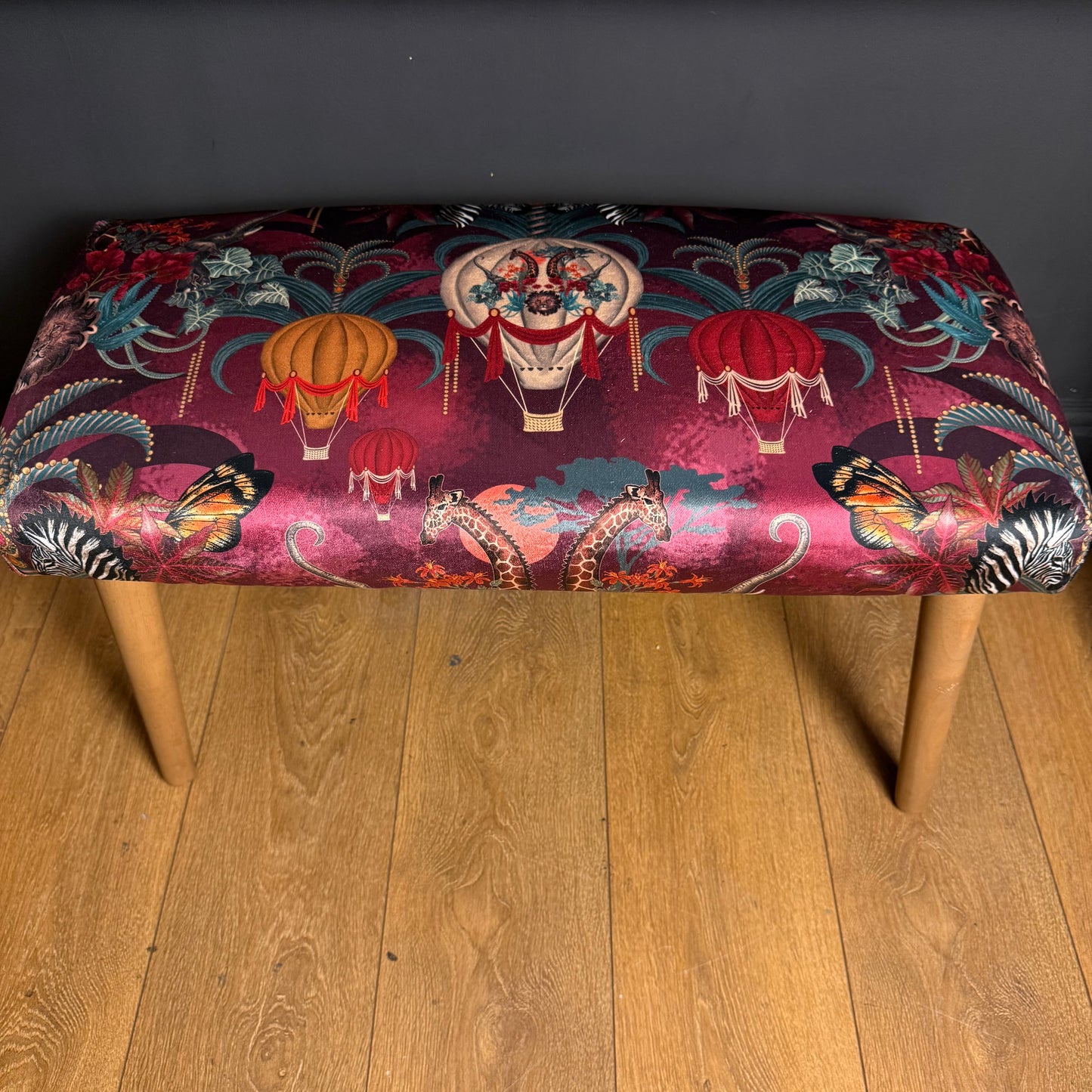 Balloon Safari velvet bench seat / shoe seat / boot room bench Becca Who