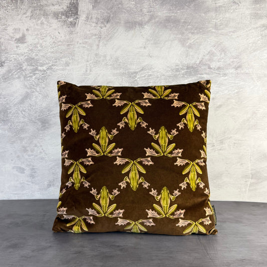 Wood frog luxury velvet cushion Harlequin