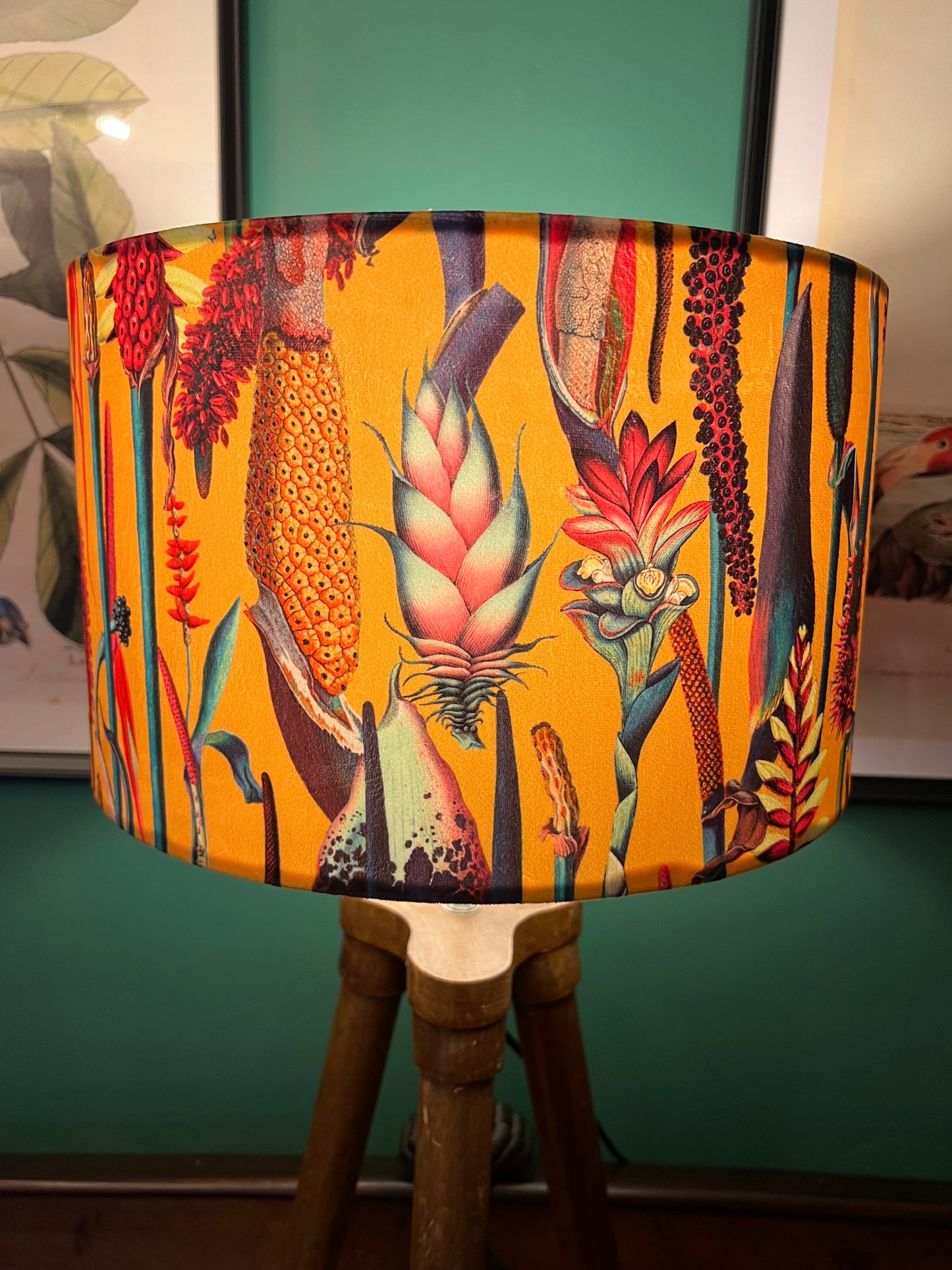 Mustard botanical lily lampshade