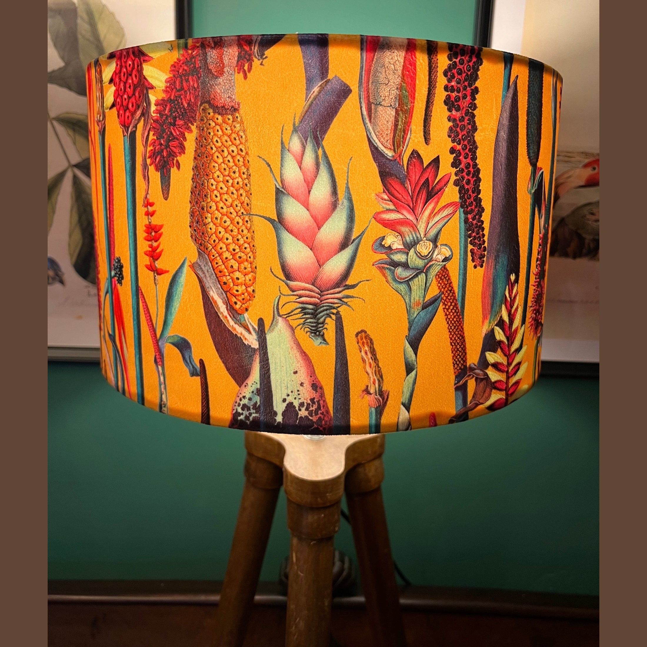Botanical Lily | Mustard & Pink Velvet | Lampshade