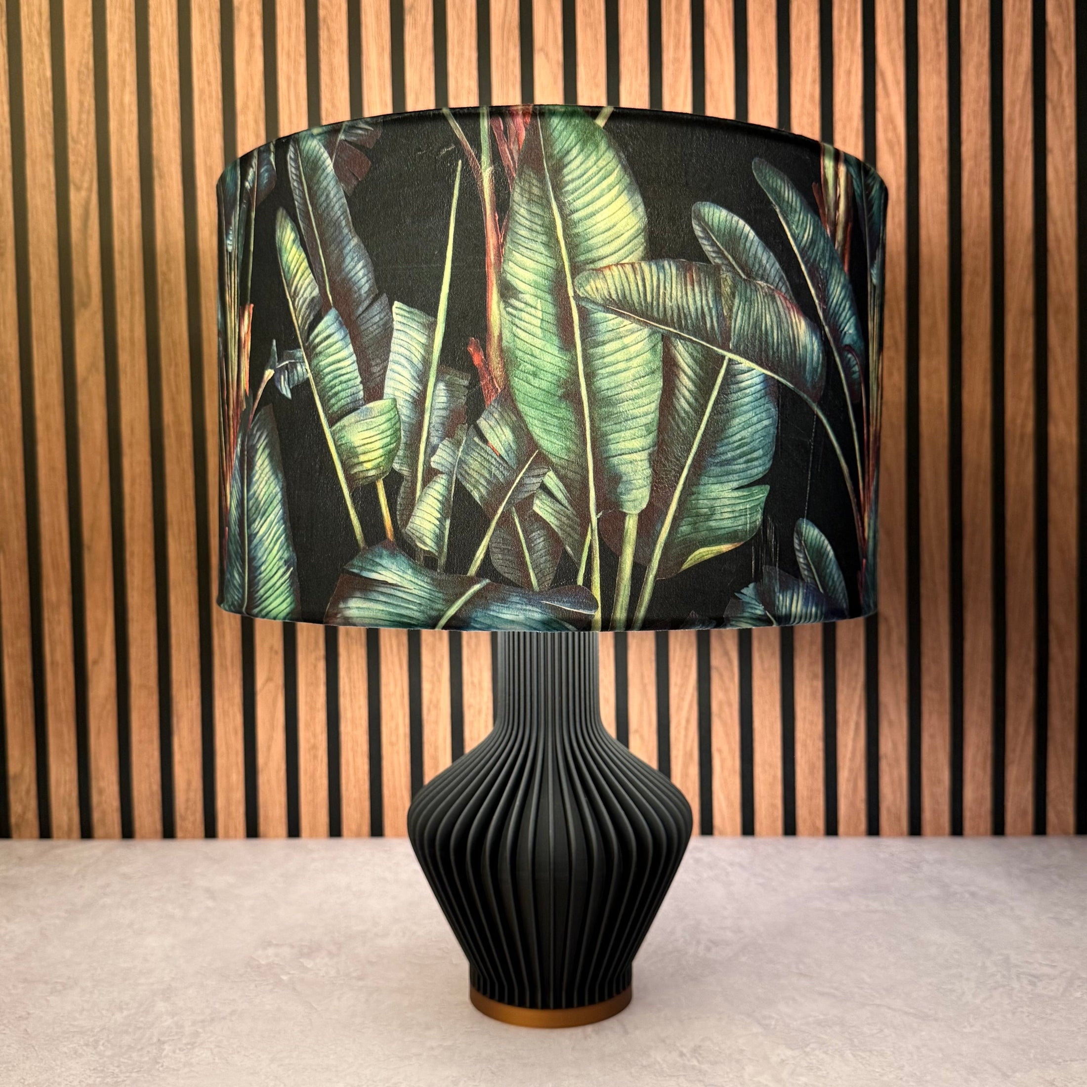 Palm Leaf | Black & Teal Velvet | Lampshade