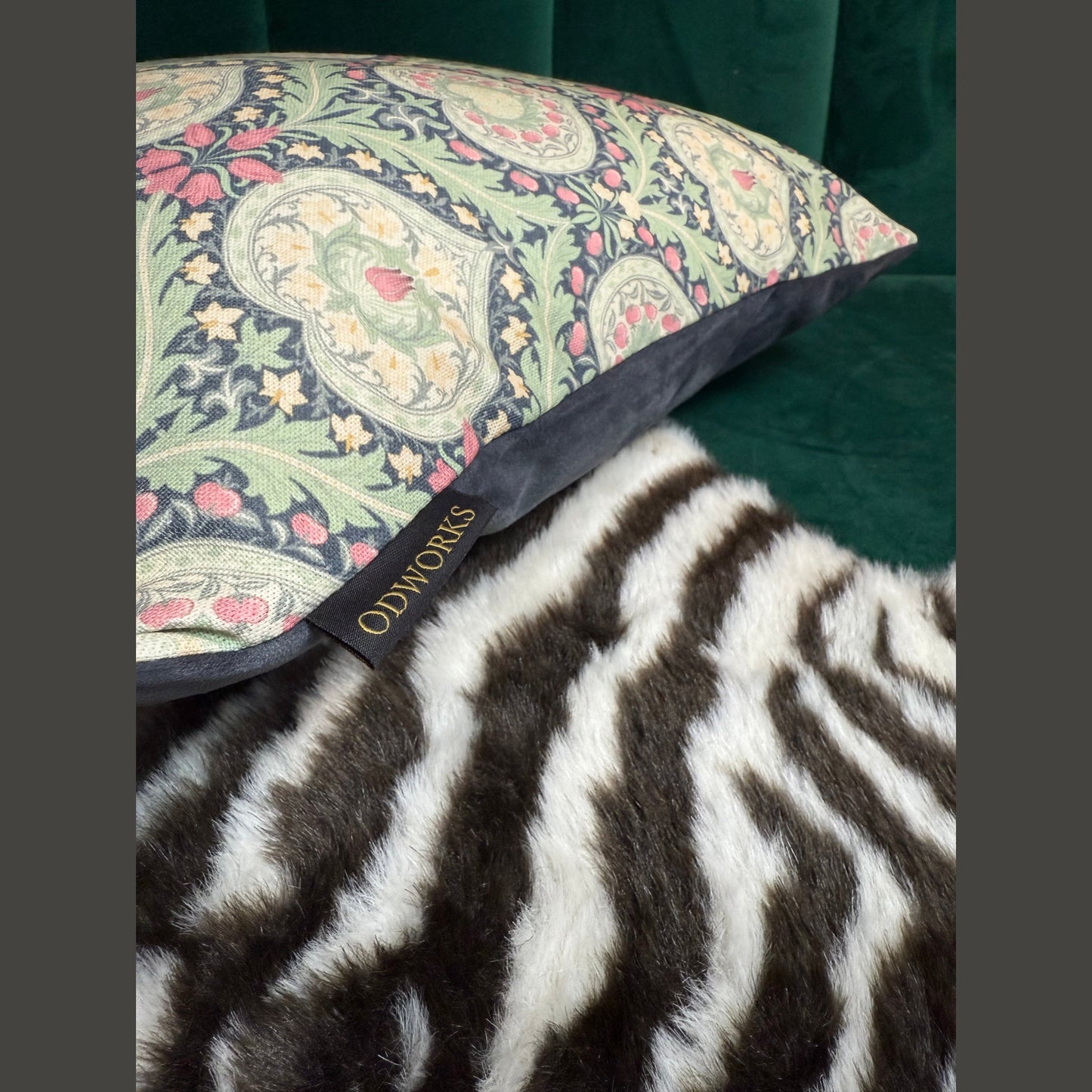 William Morris Eden luxury feather cushion in midnight