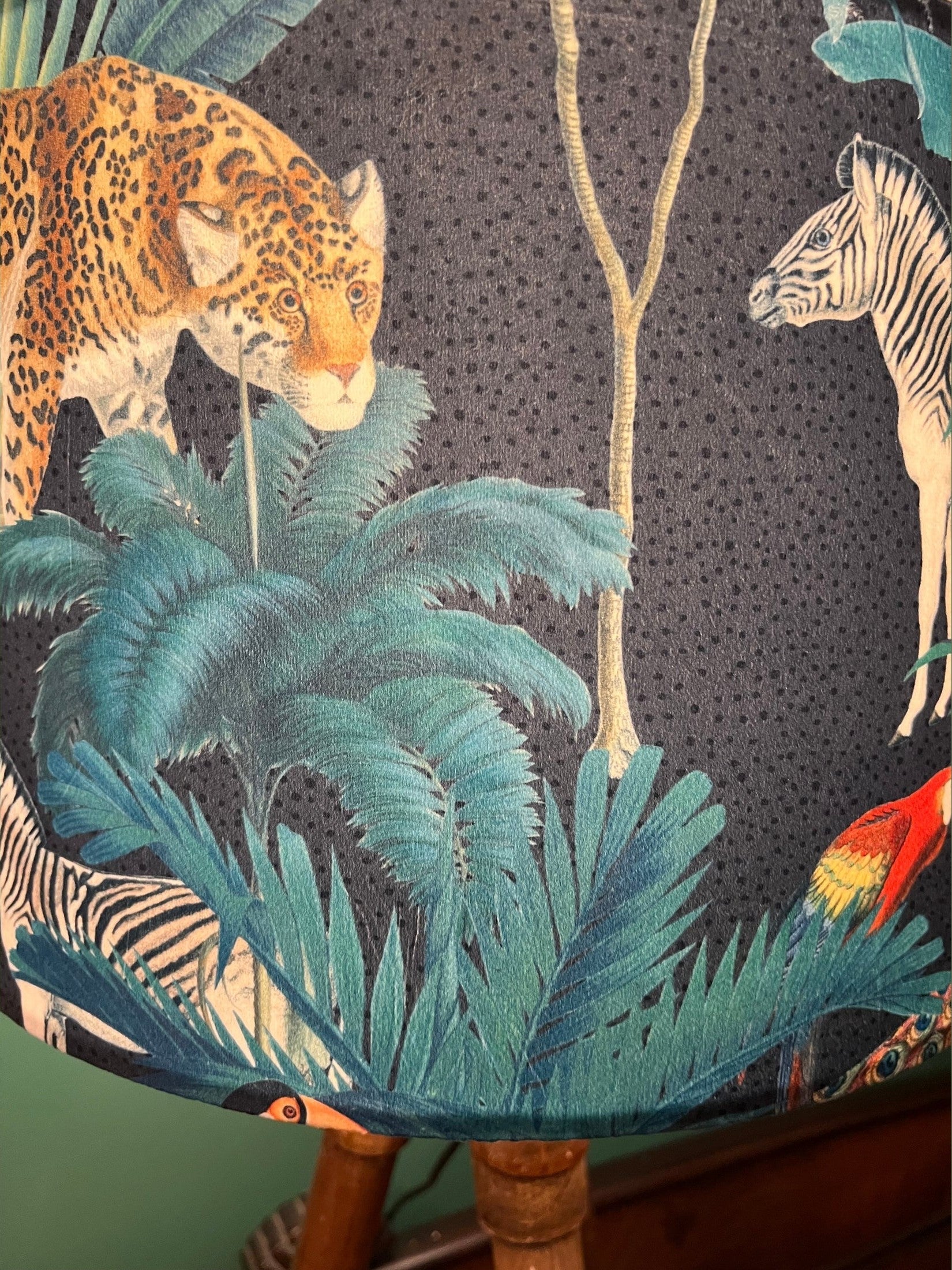 Tropical Paradise |  Grey & Teal Velvet | Lampshade