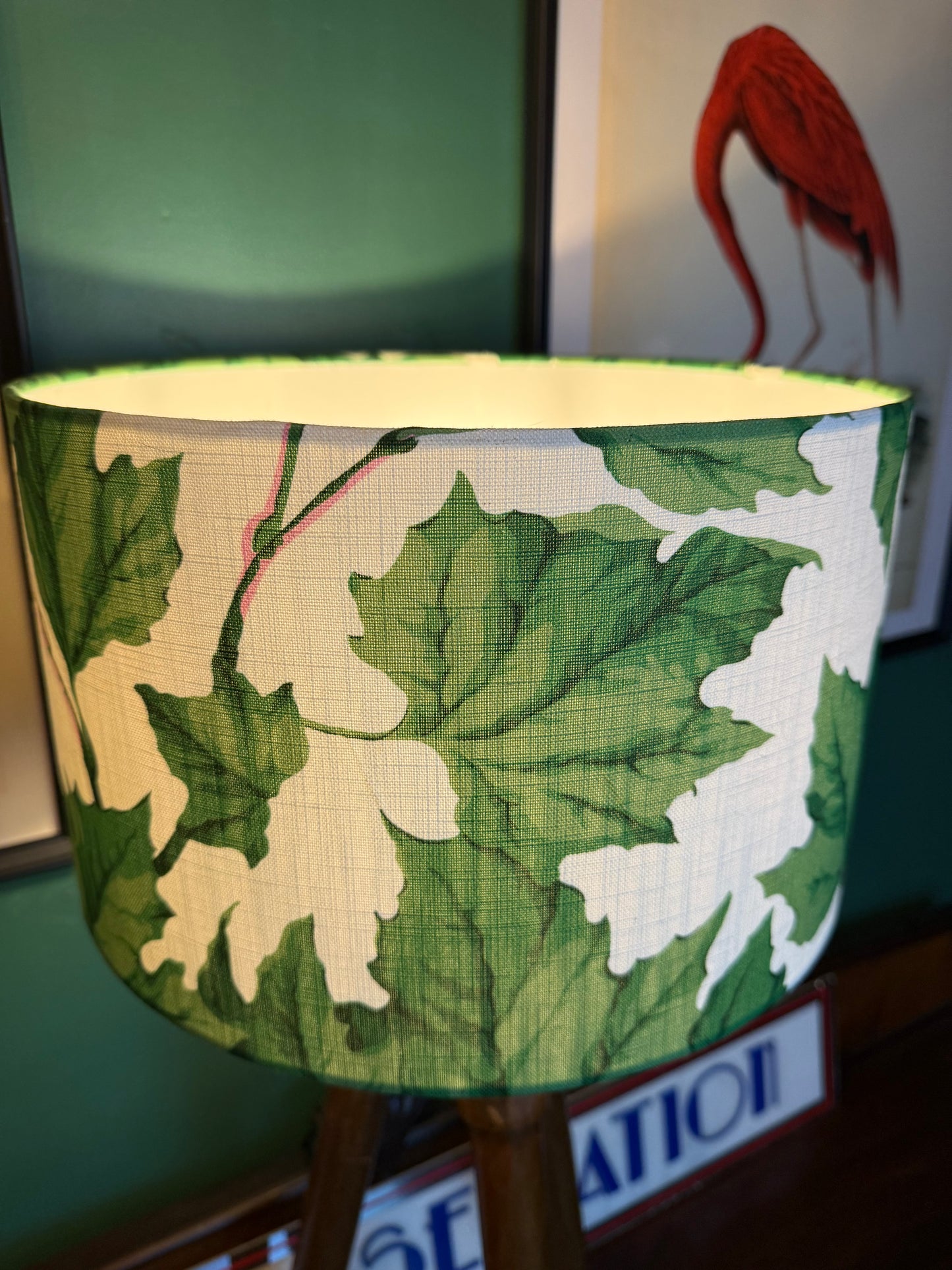 Sophie Robinson dappled leaf lampshade Harlequin