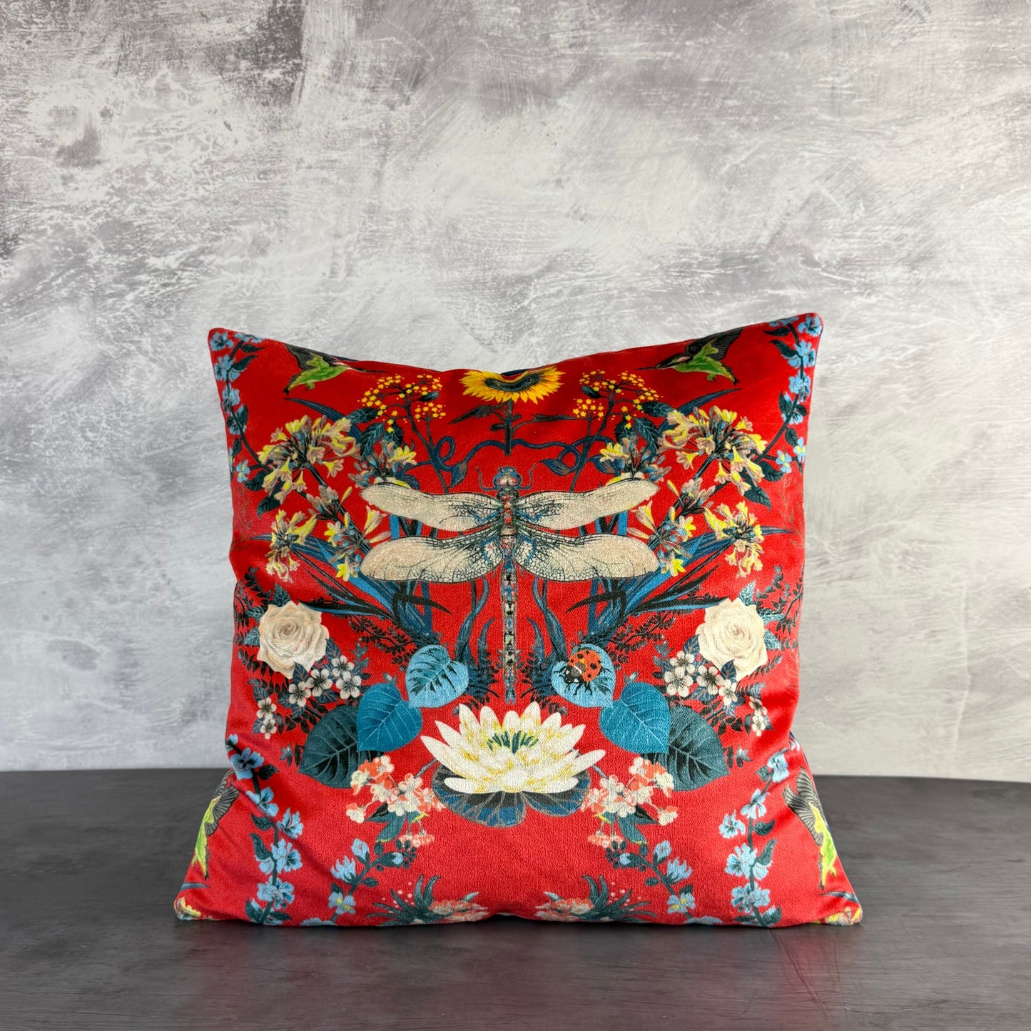 Garden treasures scarlet luxury velvet cushion Becca Who