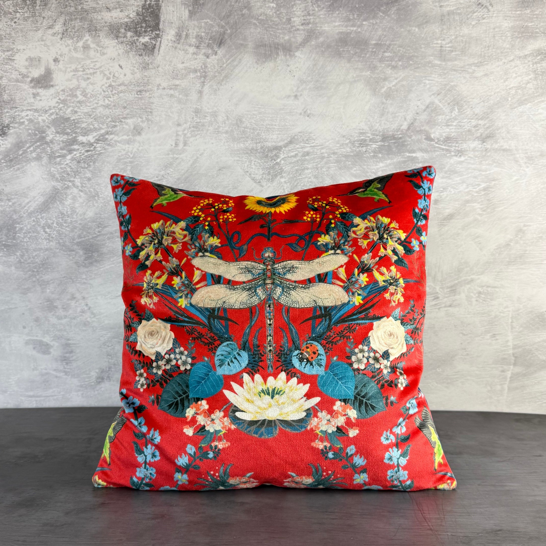 Garden Treasures | Red & Blue Velvet | Becca Who | Cushion