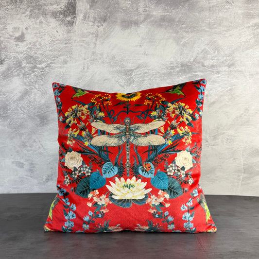 Garden treasures scarlet luxury velvet cushion Becca Who