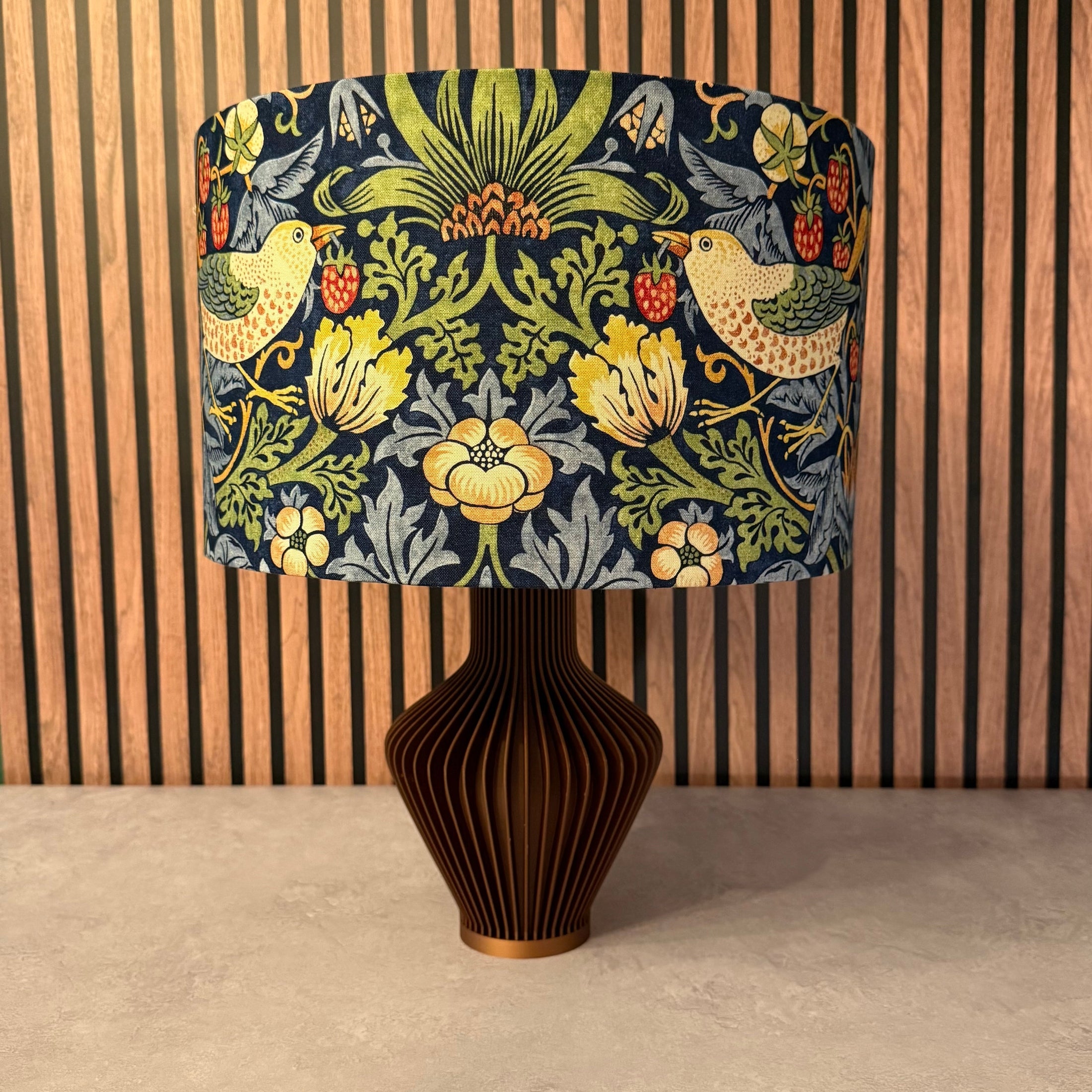 Strawberry Thief | Navy & Green | William Morris | Lampshade