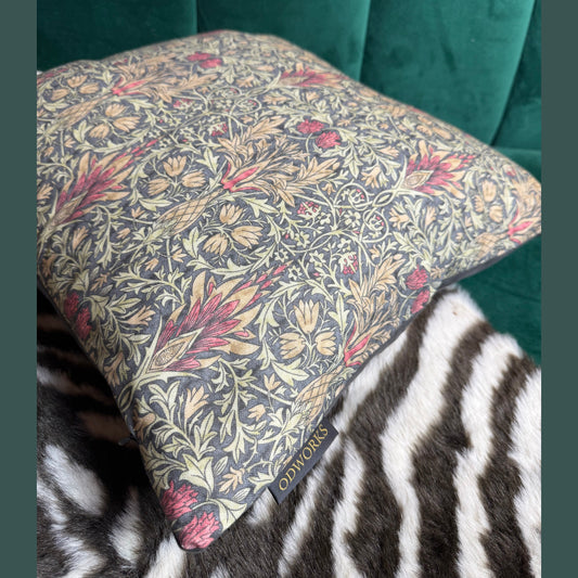 William Morris Snakeshead luxury feather cushion in mocha