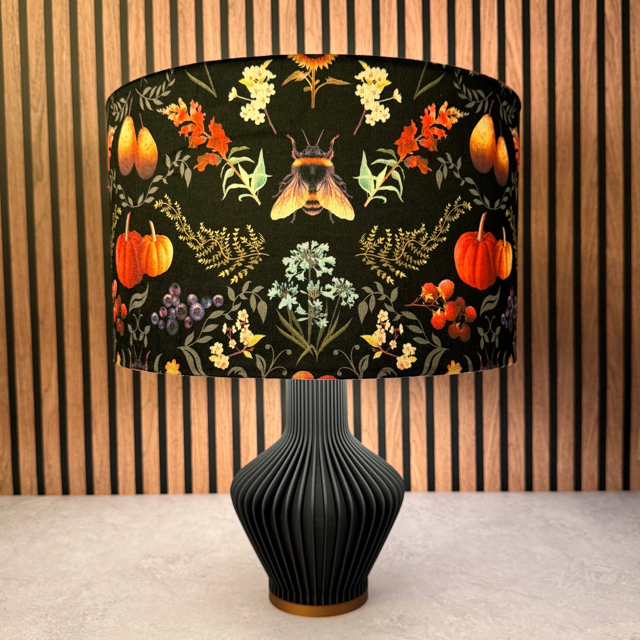 Bee Dance |  Black & Orange Velvet | Becca Who | Lampshade