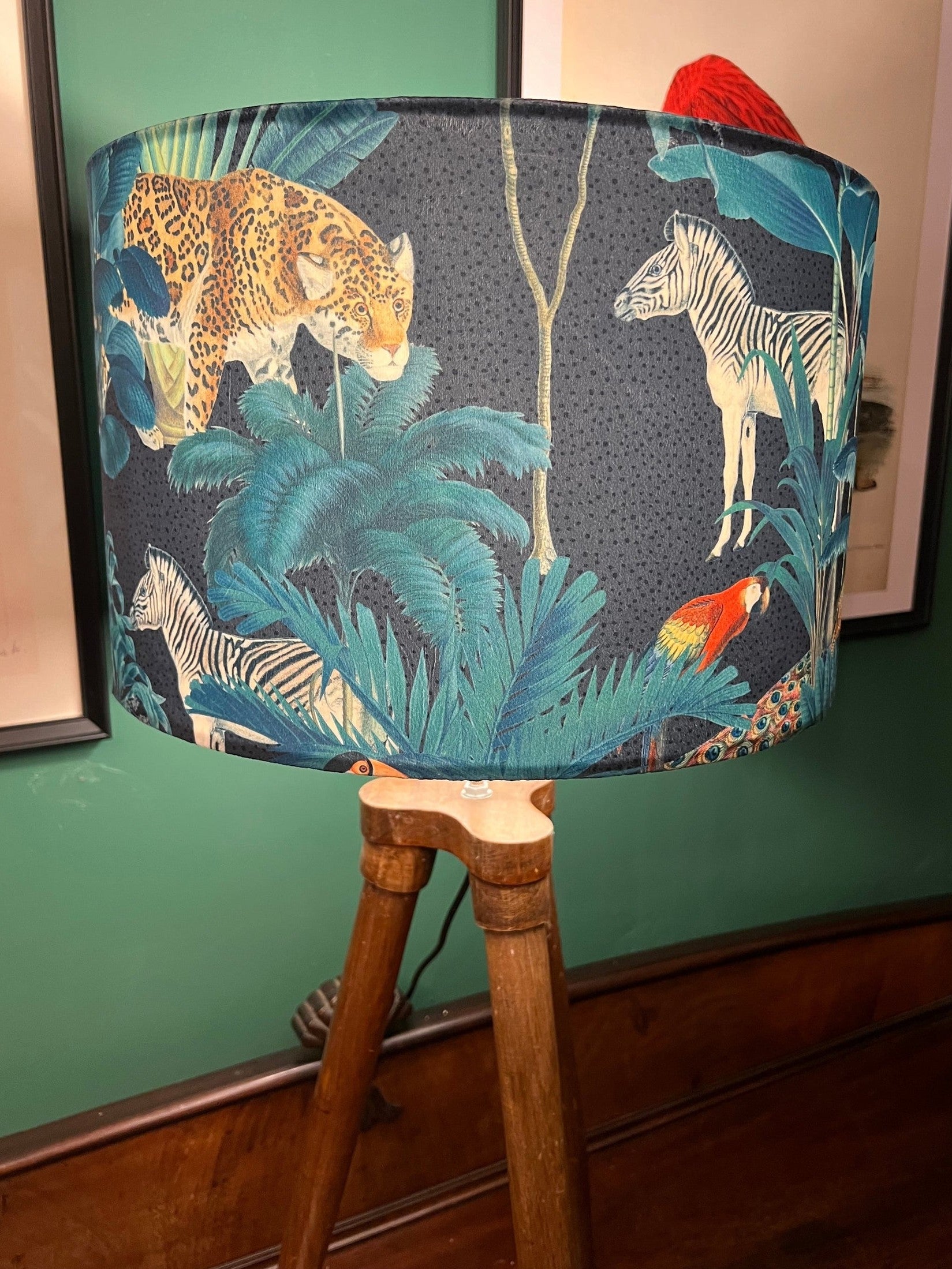 Tropical Paradise |  Grey & Teal Velvet | Lampshade