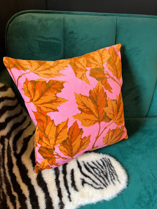 Dappled leaf luxury velvet cushion Sophie Robinson Harlequin