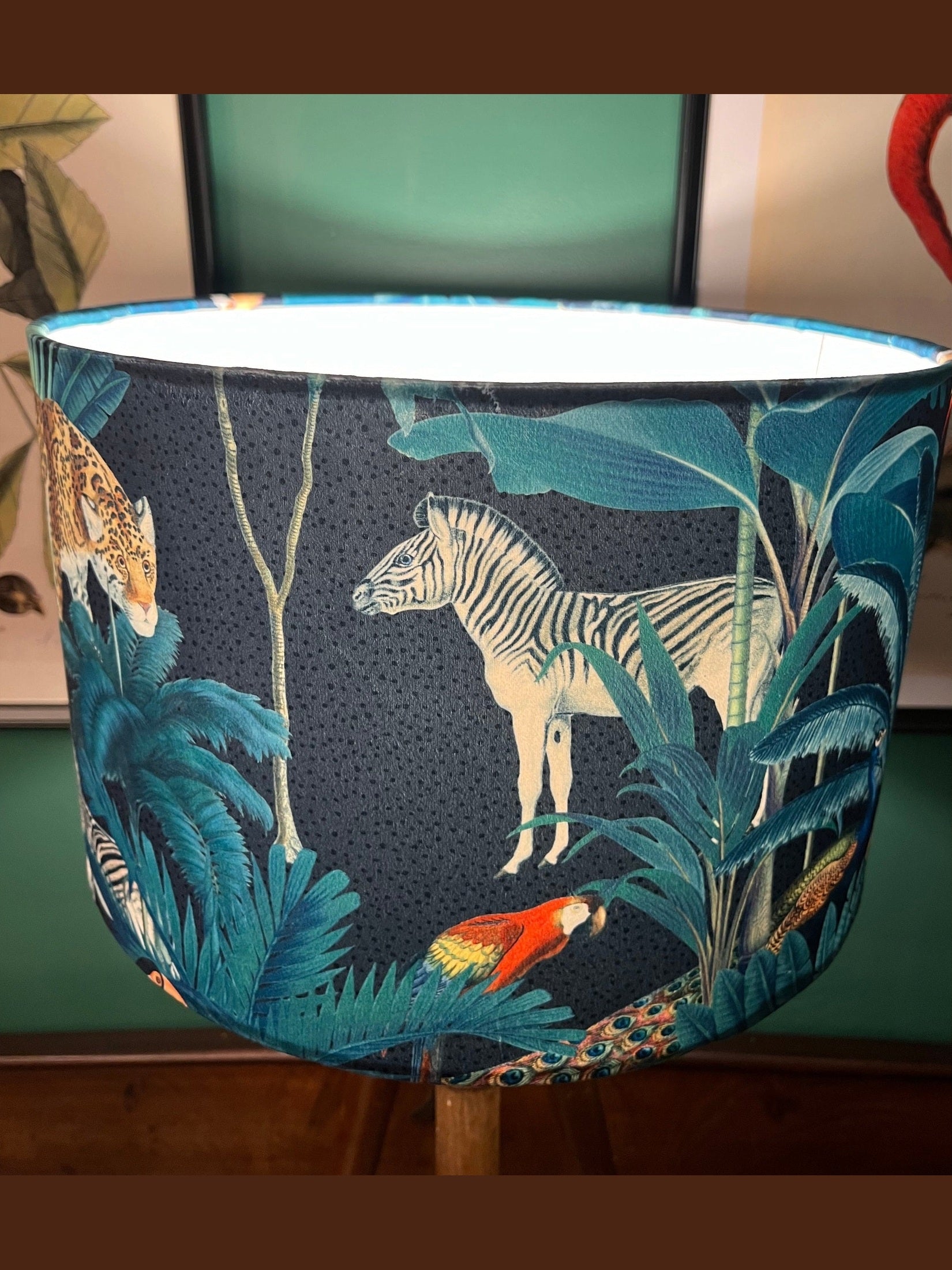 Tropical Paradise |  Grey & Teal Velvet | Lampshade