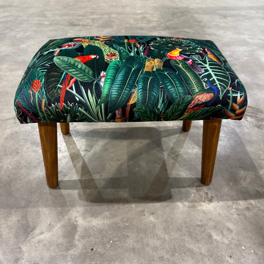 The Rainforest footstool in black velvet