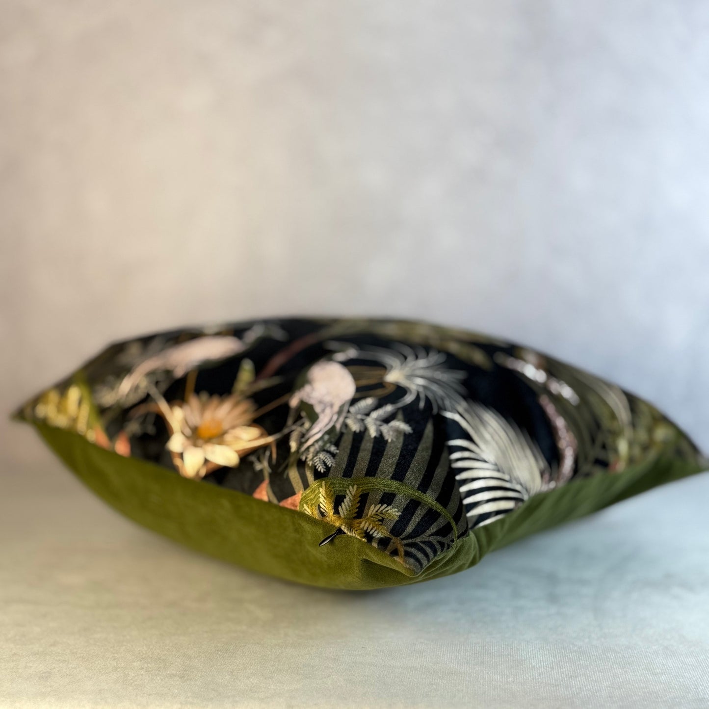 Crocodilia luxury ebony velvet cushion Becca Who