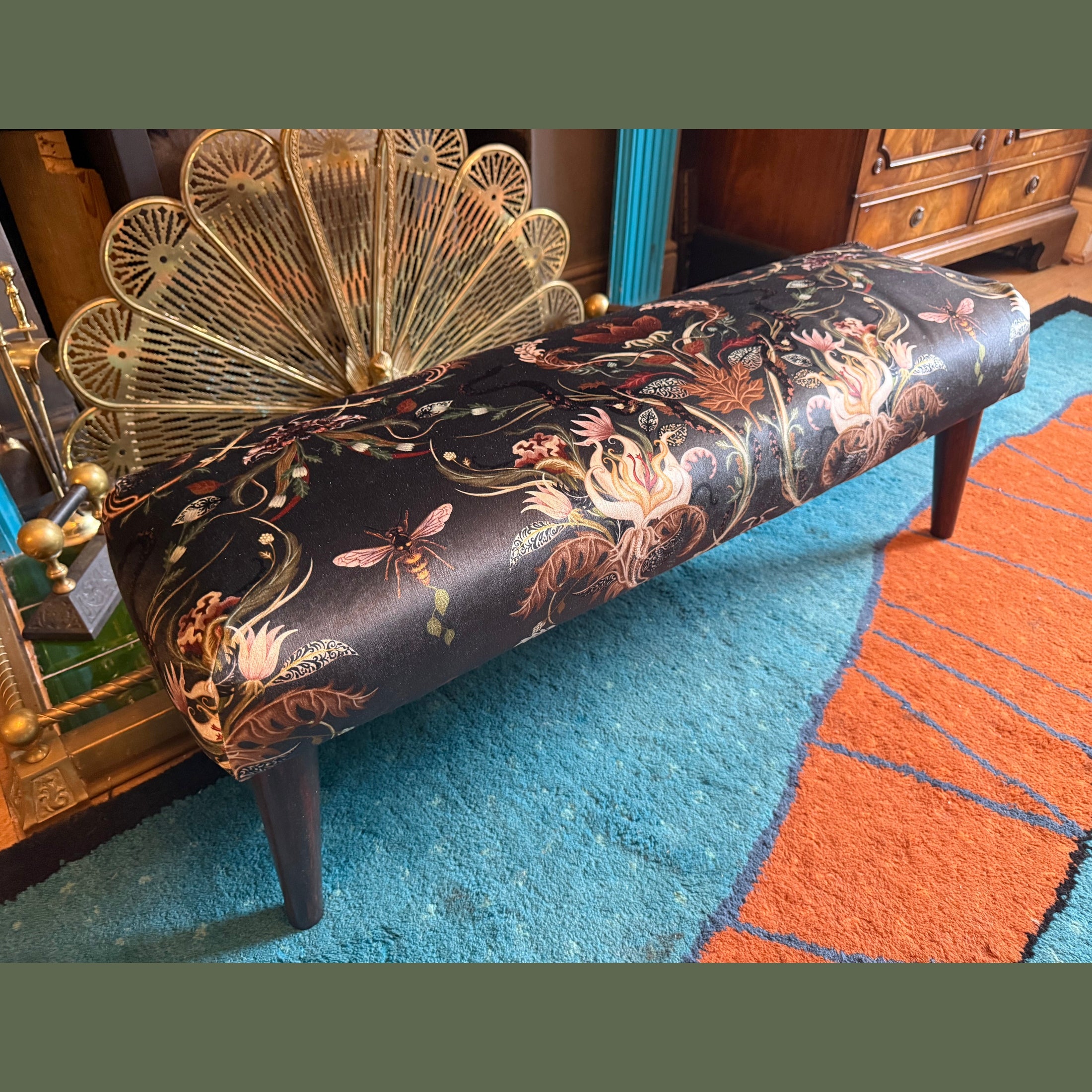 Serpentwinde | Grey & Gold Velvet | Becca Who | Footstool