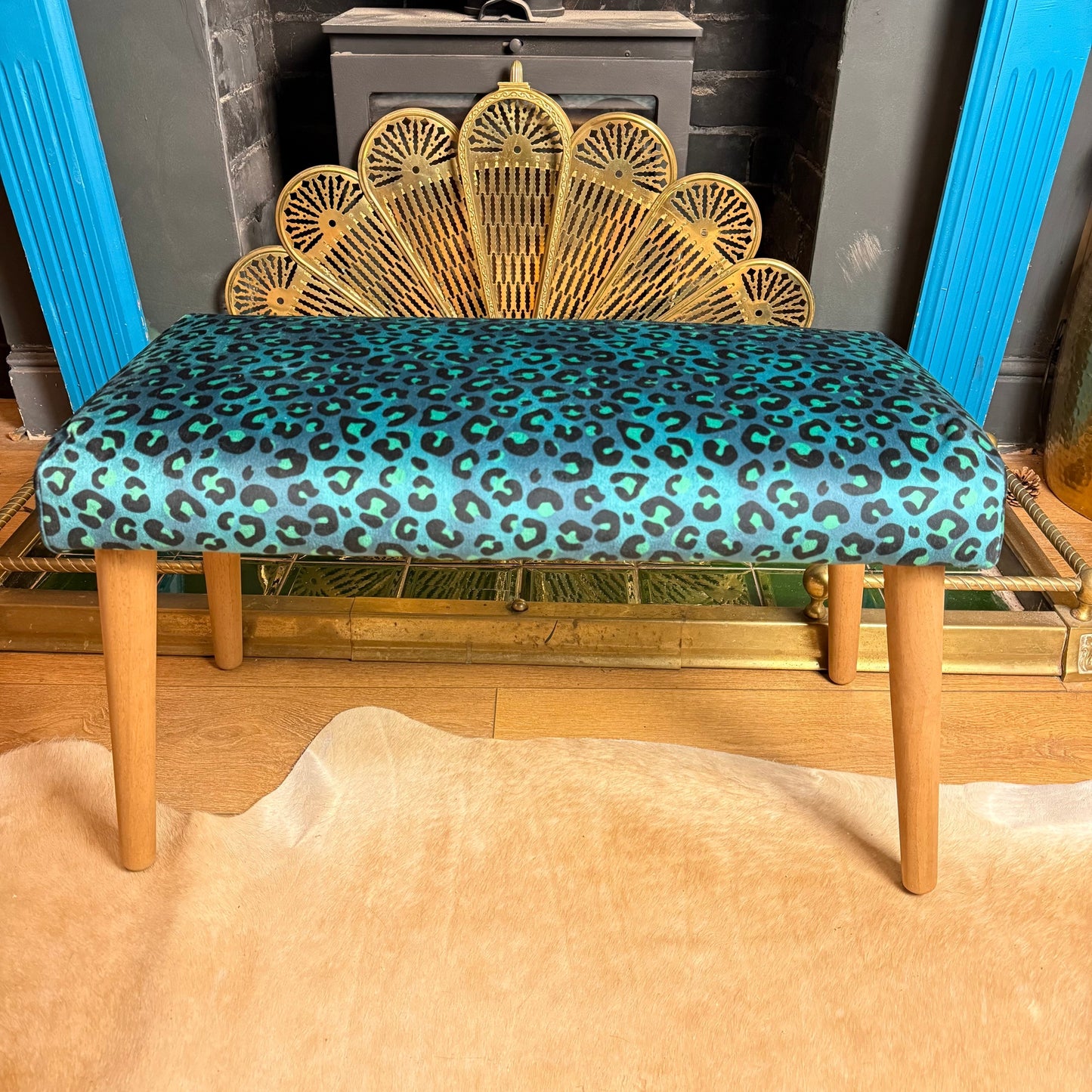 Becca Who leopard skin bench / shoe seat / dressing room seat