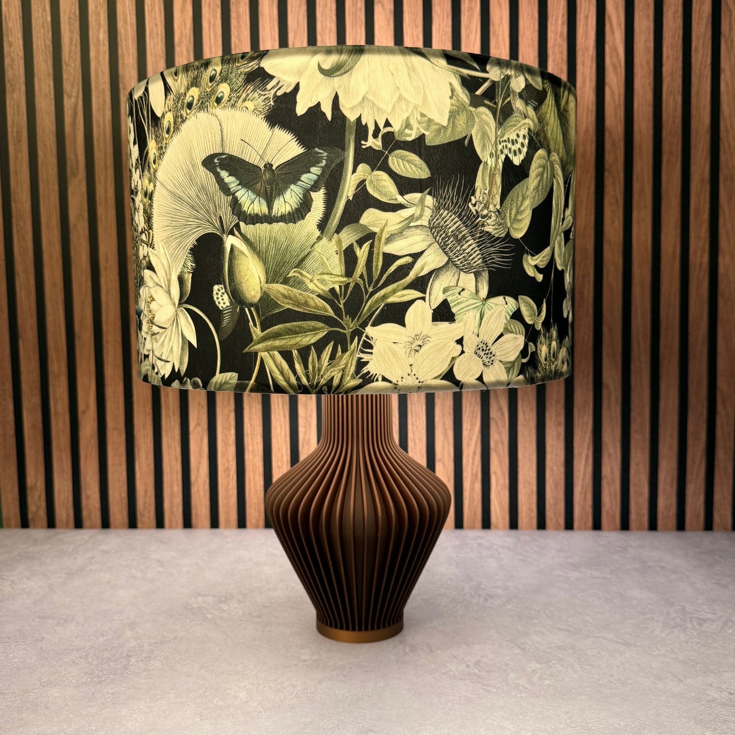 Peacocks and butterflies velvet lampshade
