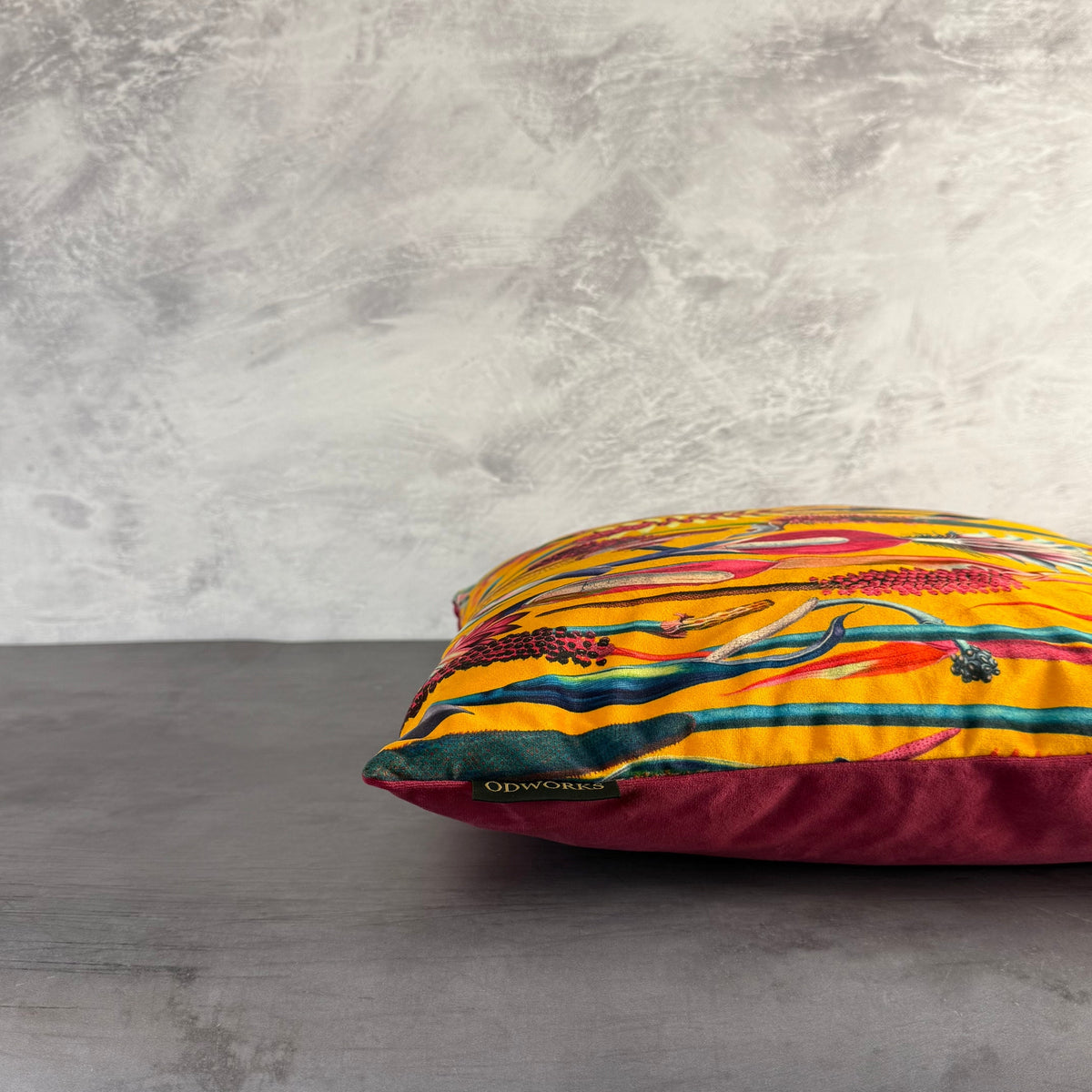 Botanical Lily | Mustard & Pink Velvet | Cushion