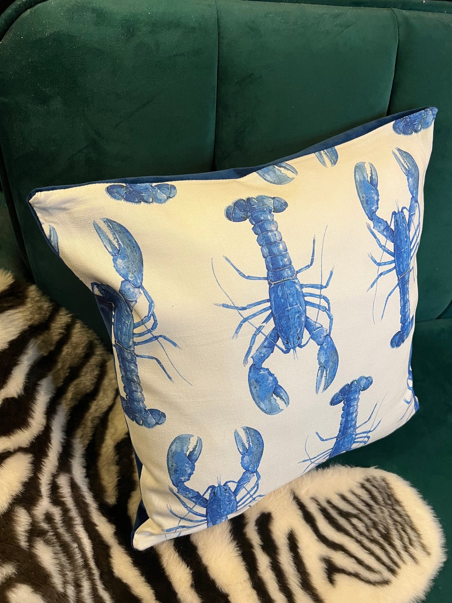 The blue lobster cushion