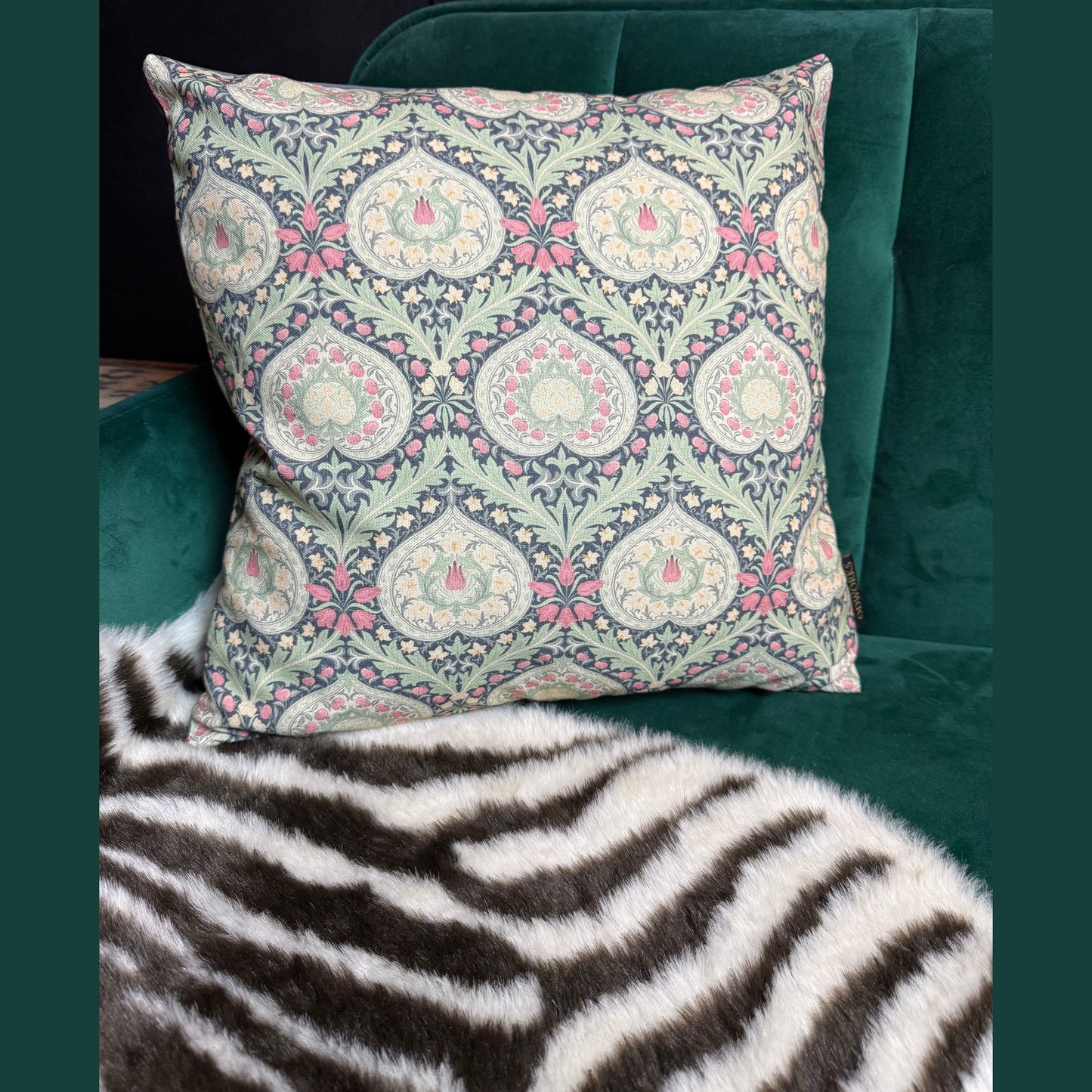 William Morris Eden luxury feather cushion in midnight