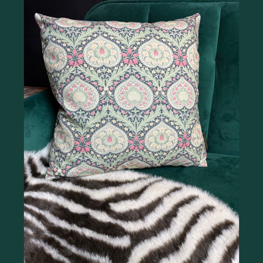 William Morris Eden luxury feather cushion in midnight