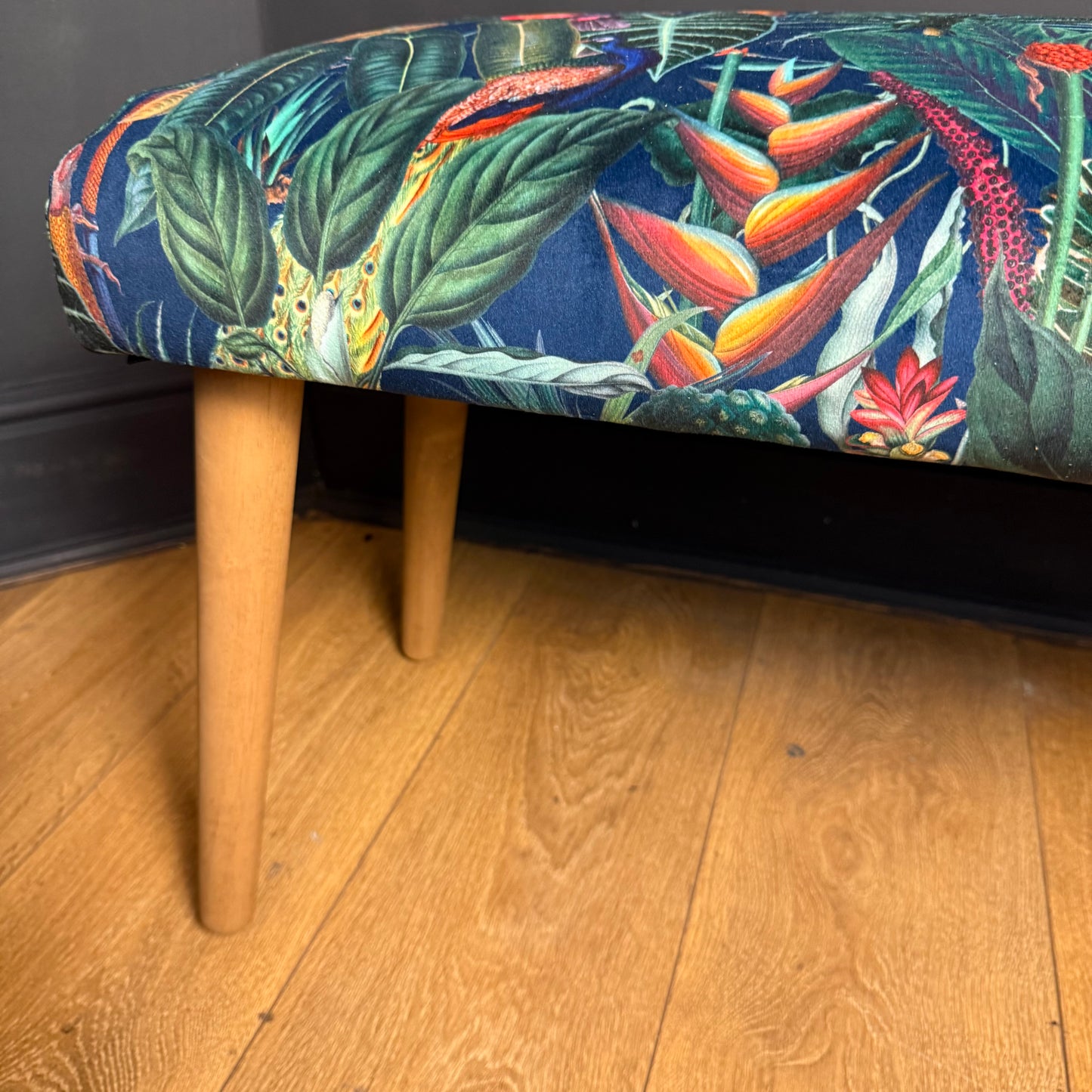 Rainforest navy velvet bench seat / shoe seat / boot room bench