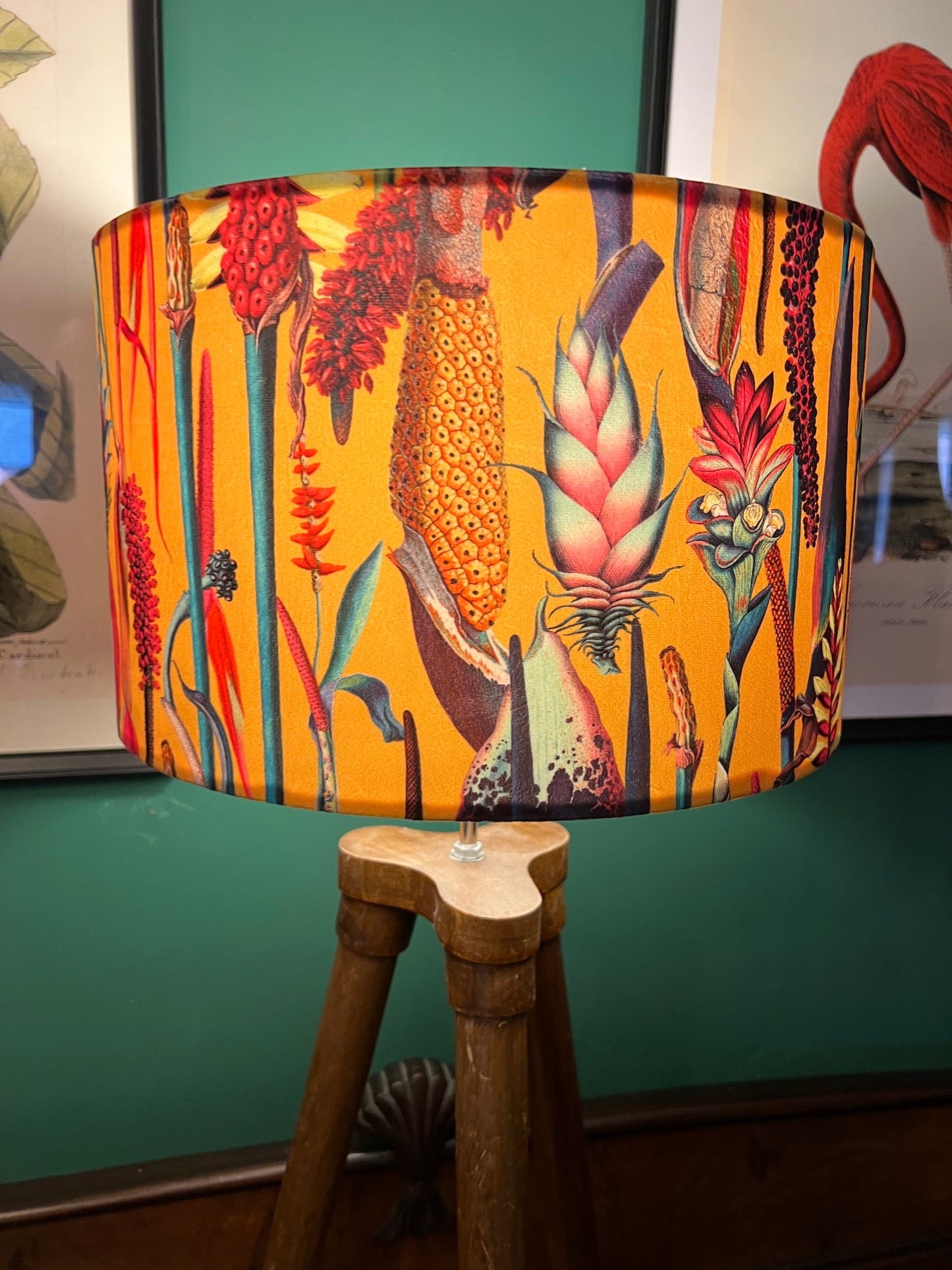 Mustard botanical lily lampshade