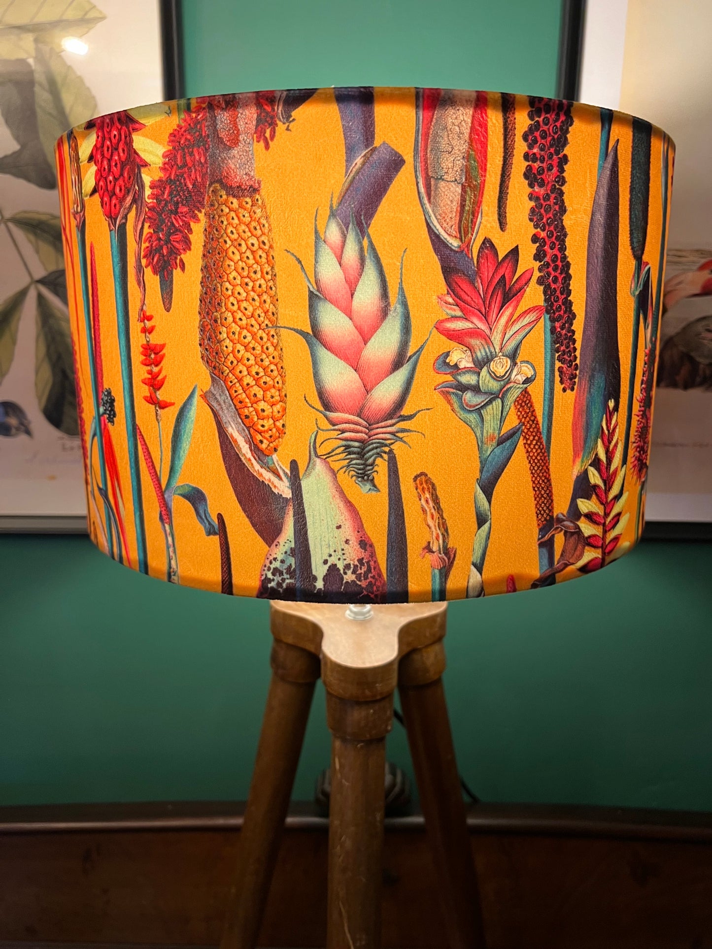 Mustard botanical lily lampshade