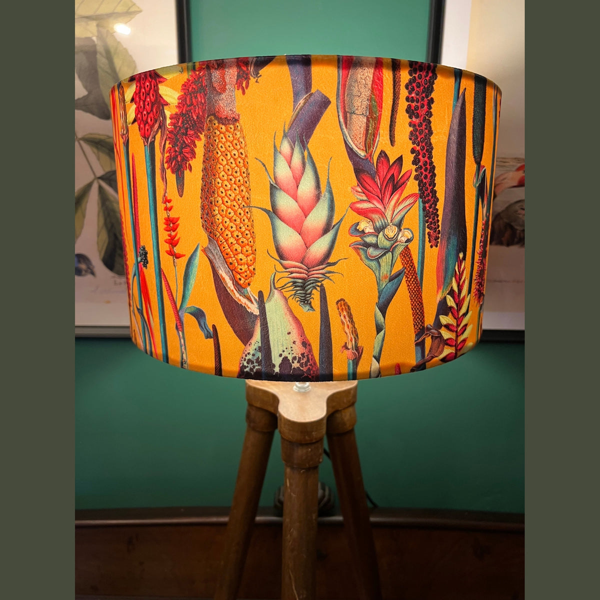 Botanical Lily | Mustard & Pink Velvet | Lampshade