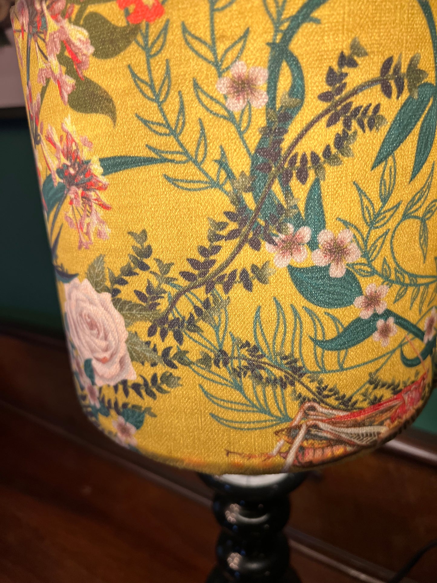 Garden treasures yellow velvet lampshade Becca Who