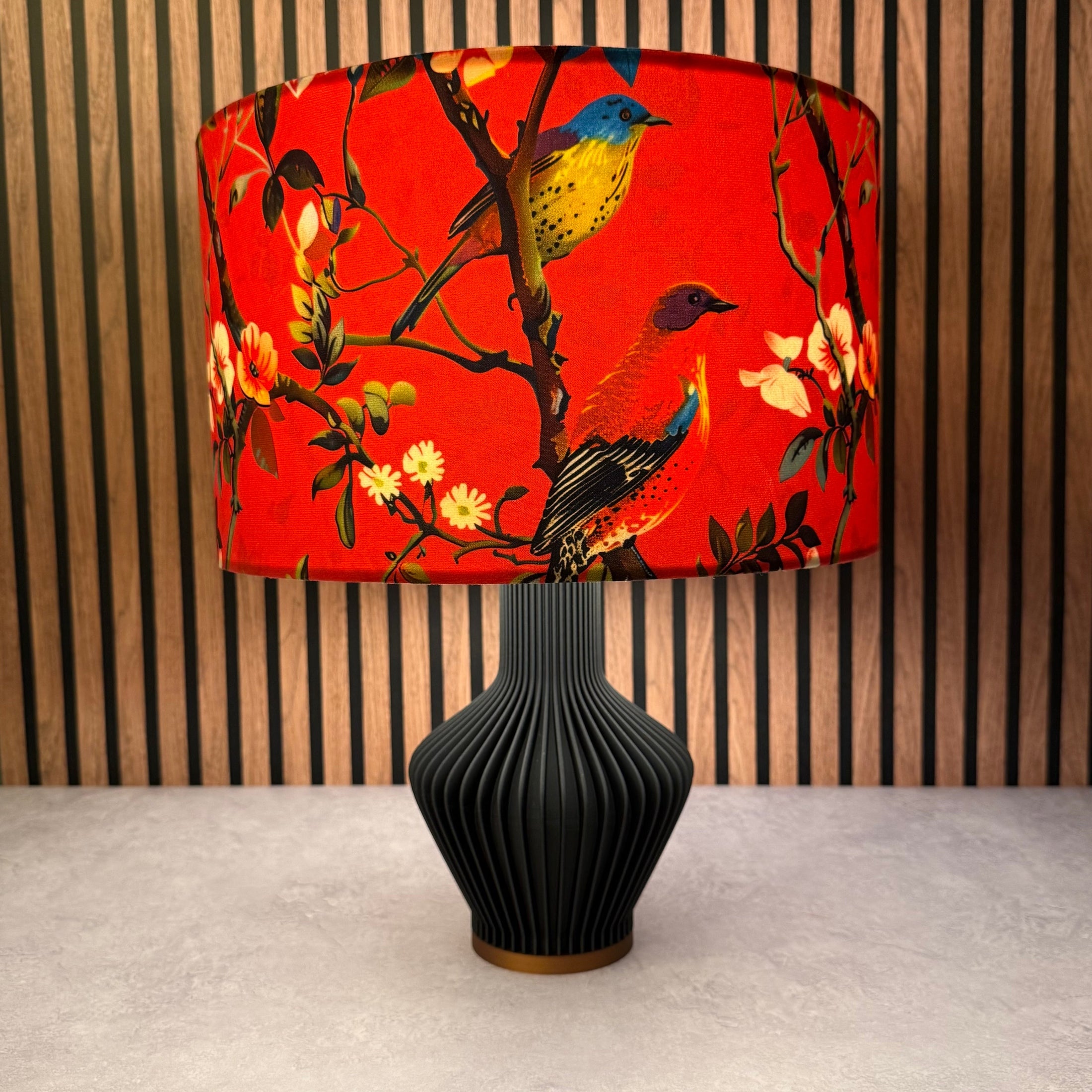 Perching Birds | Pink  & Teal Velvet | Lampshade
