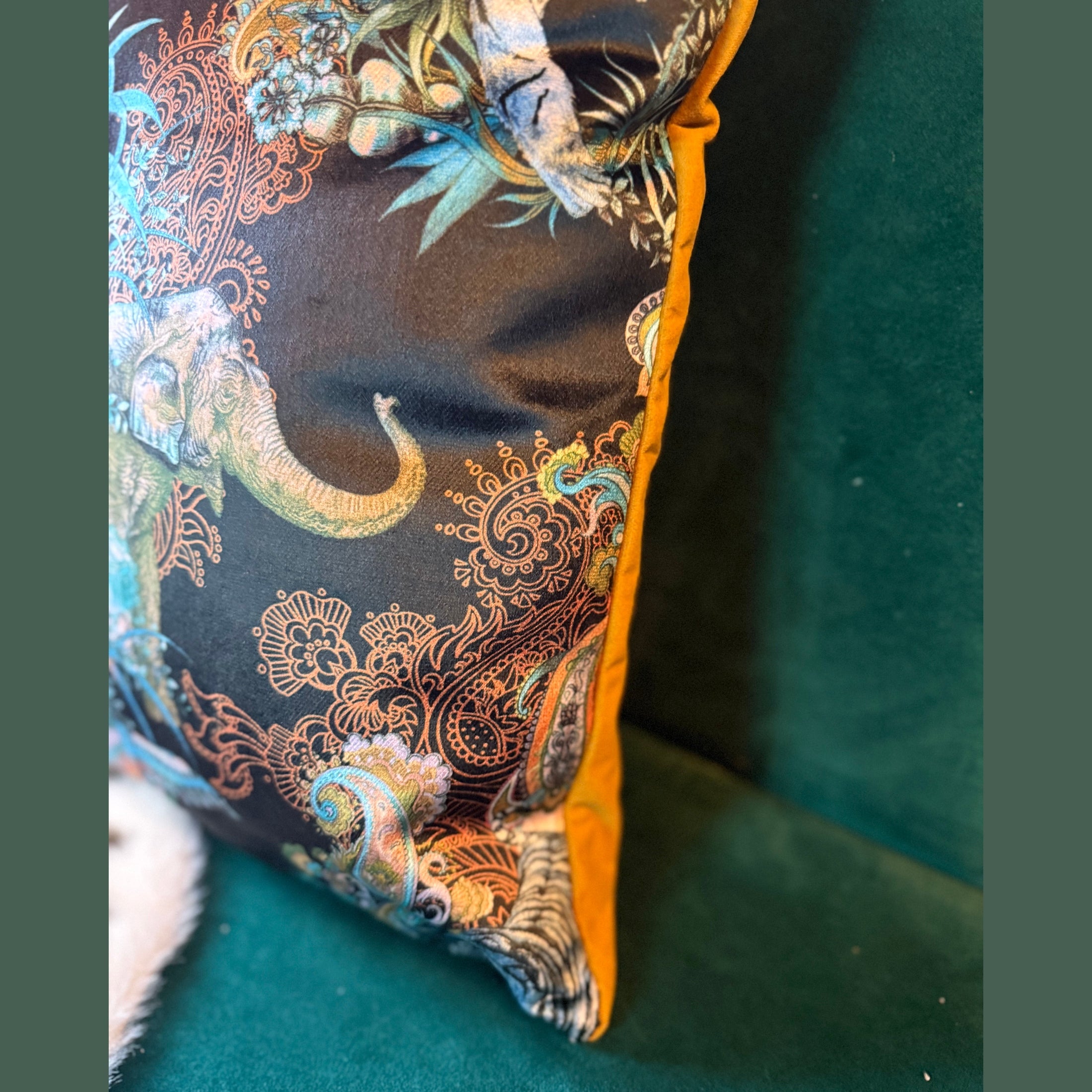 Magic of India | Black & Teal Velvet | Becca Who | Cushion