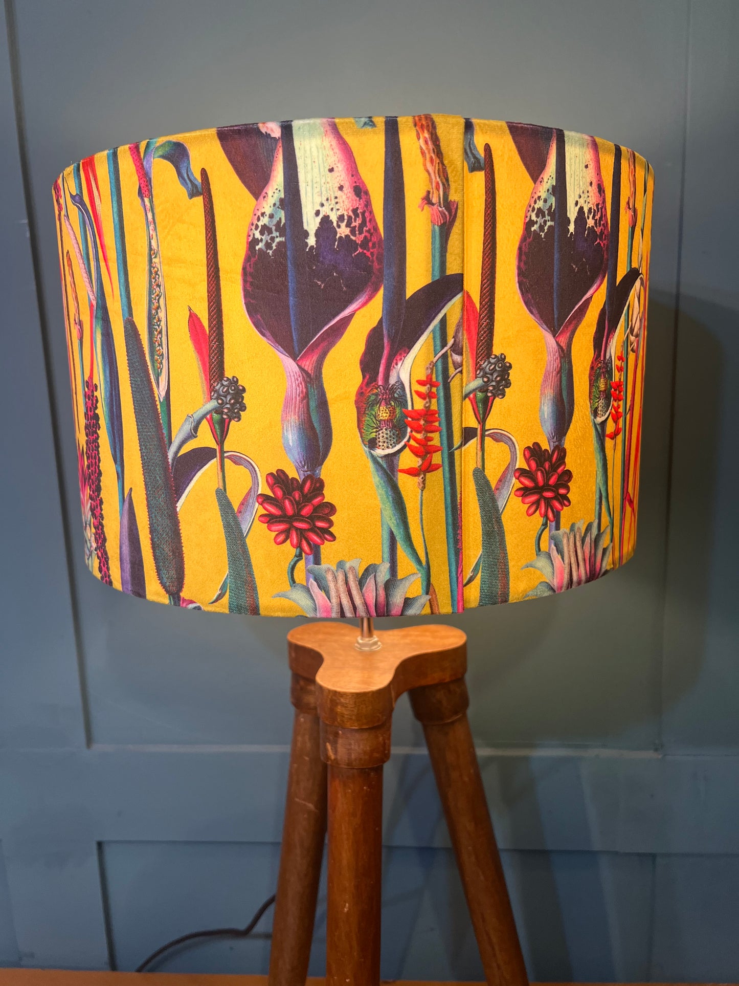 Bright Yellow botanical lily lampshade