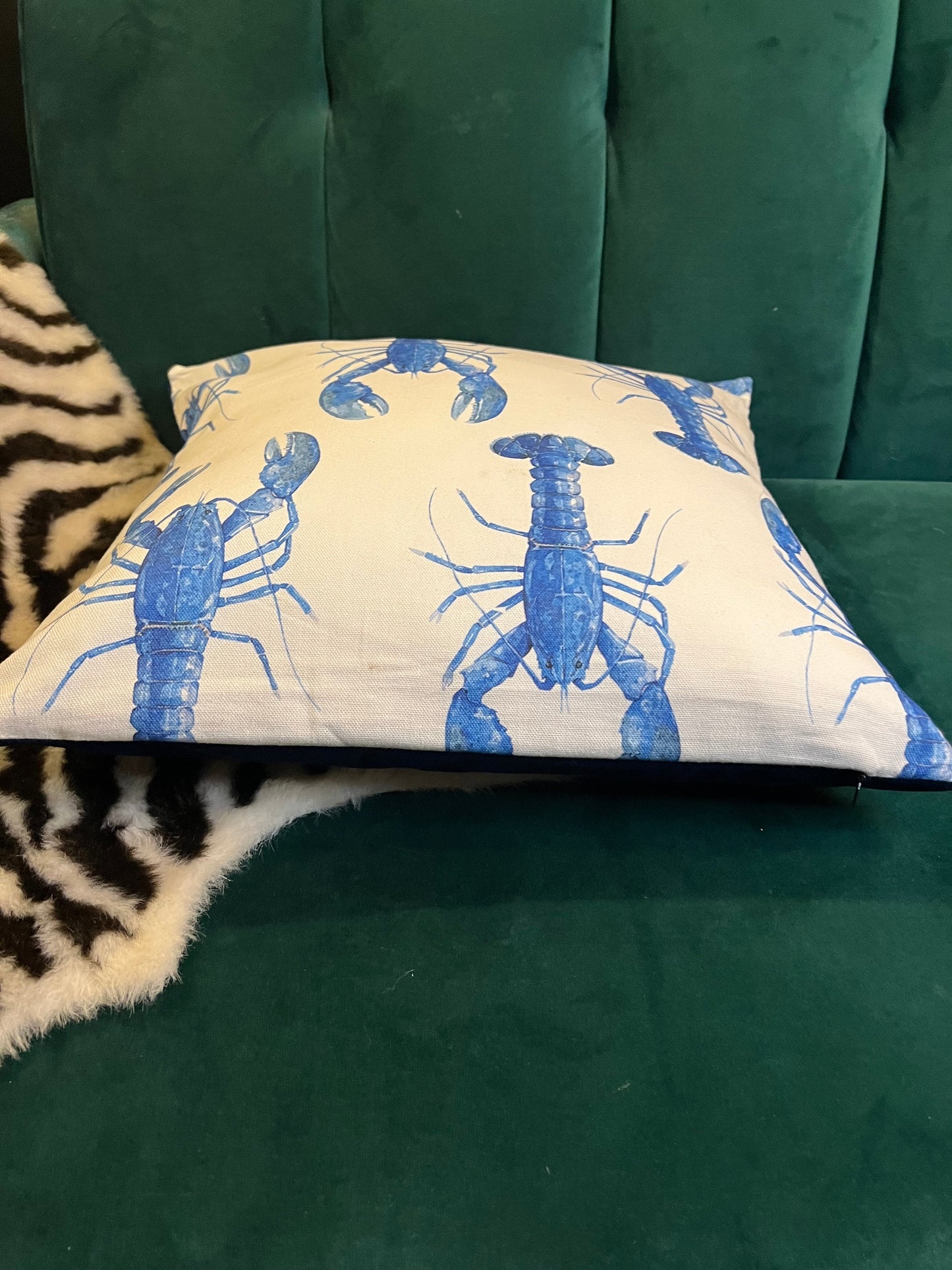 The blue lobster cushion