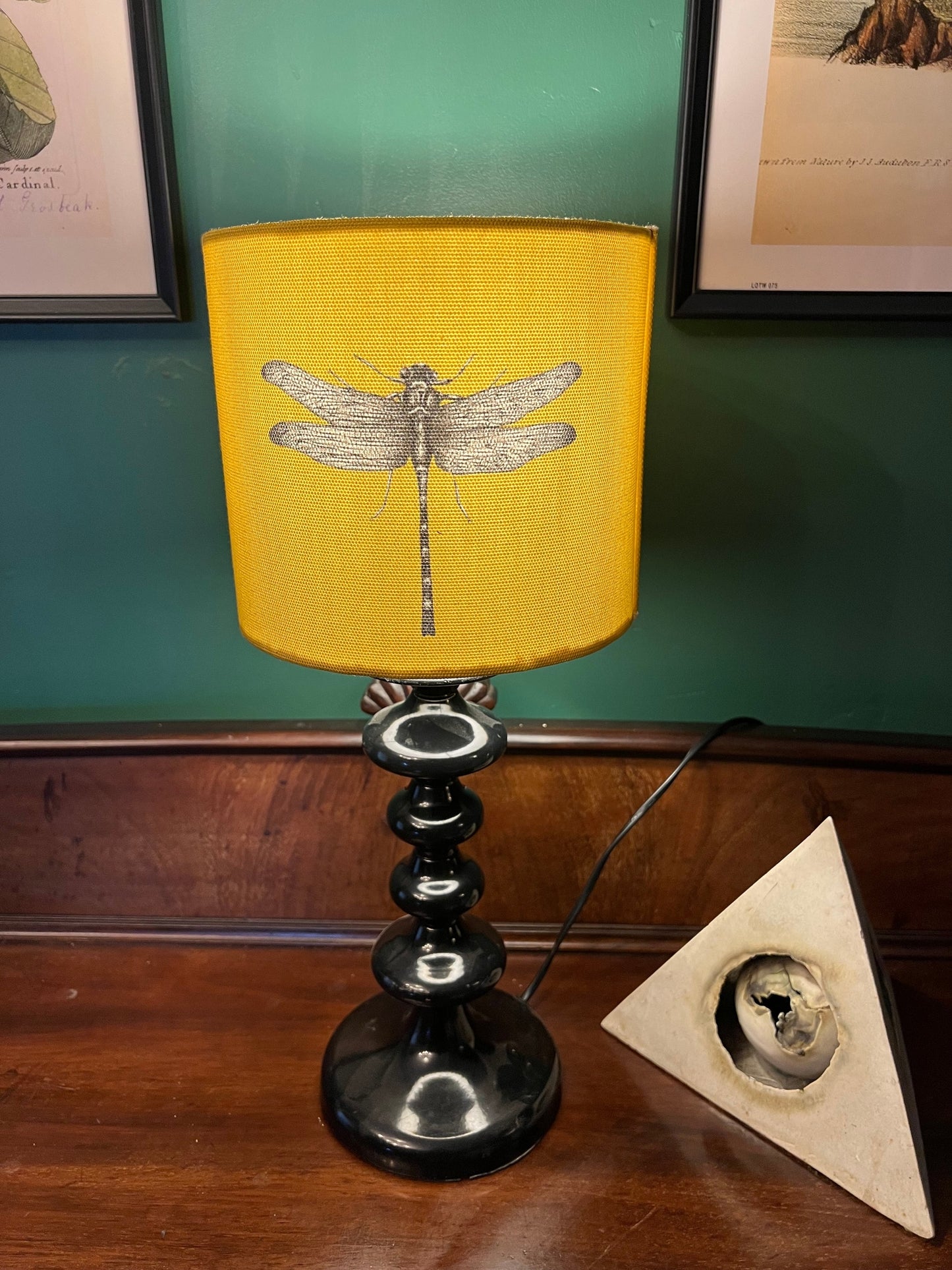 Bright yellow dragonfly lampshade