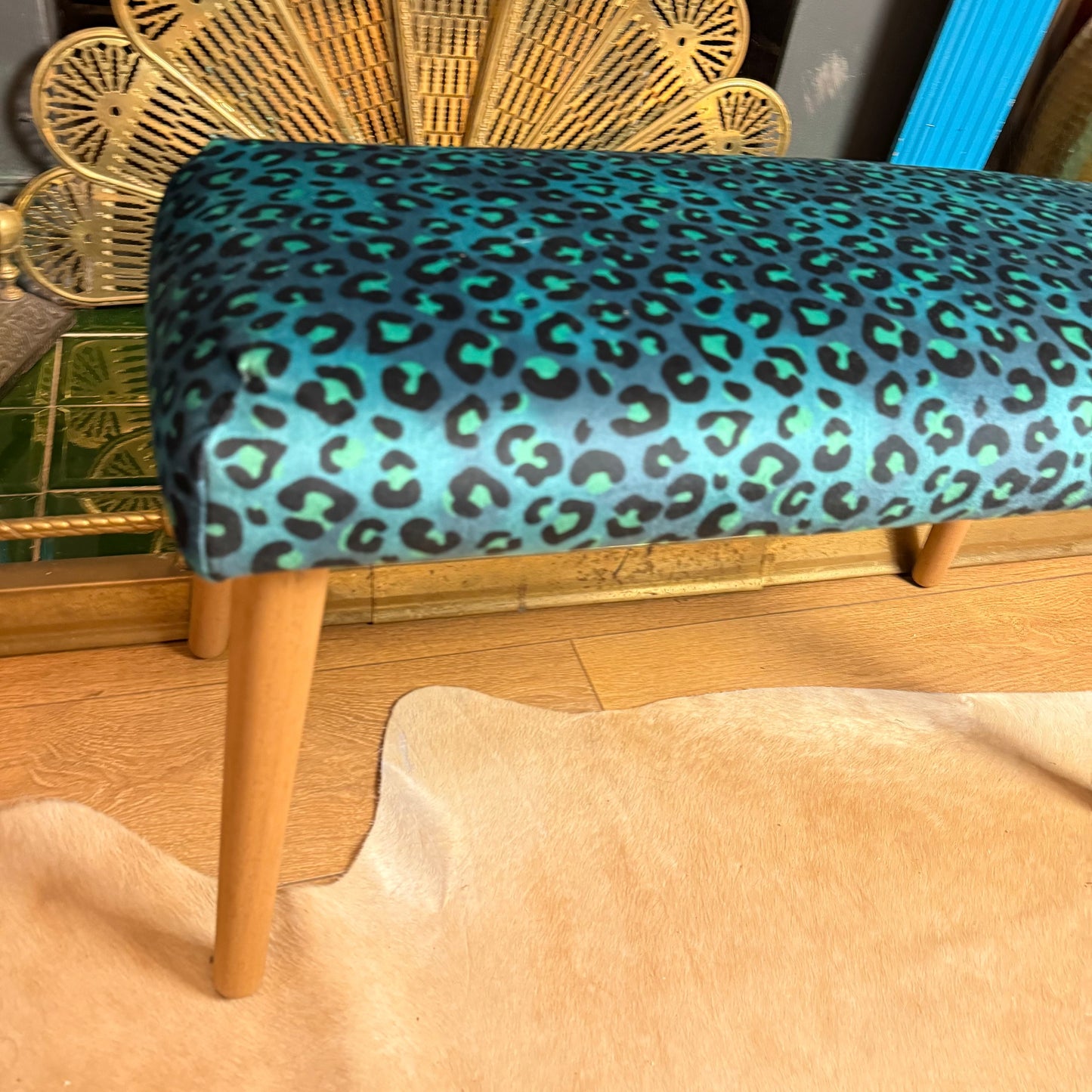 Becca Who leopard skin bench / shoe seat / dressing room seat