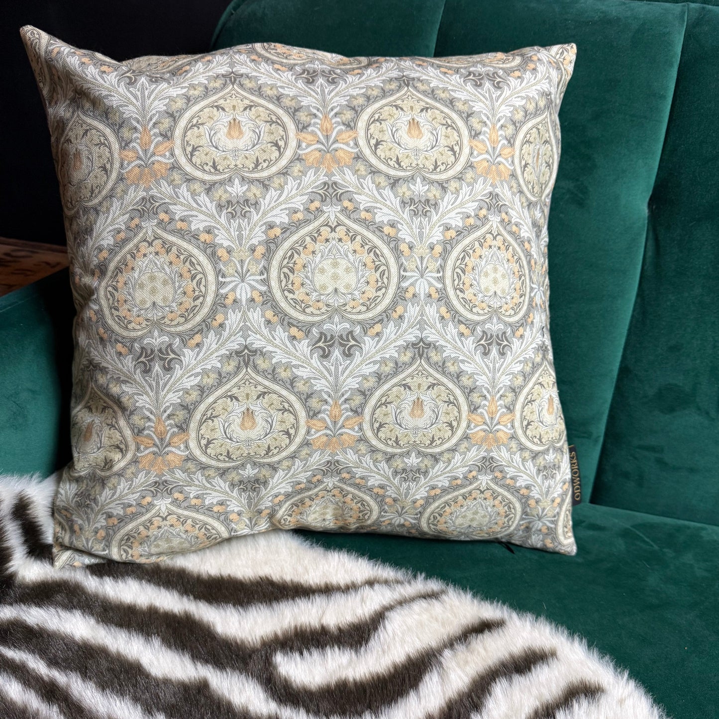 William Morris Eden luxury feather cushion in natural