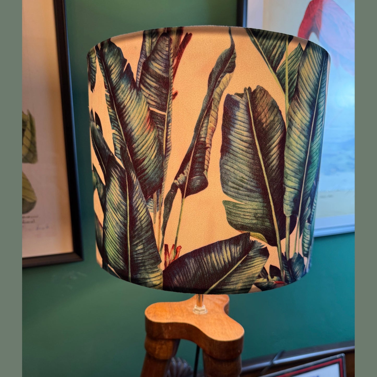 Palm leaf jungle white velvet lampshade
