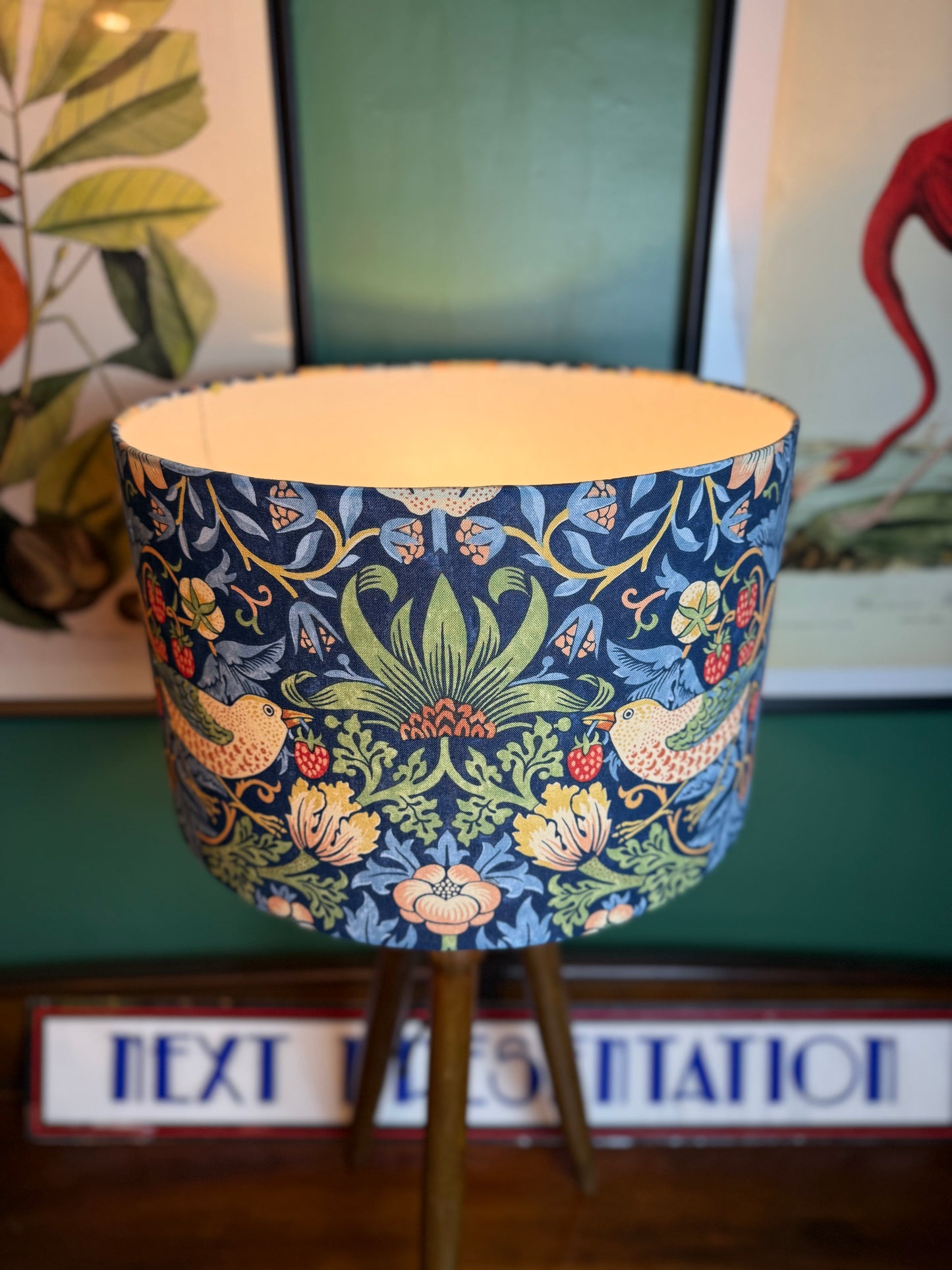 Strawberry Thief navy blue William Morris lampshade