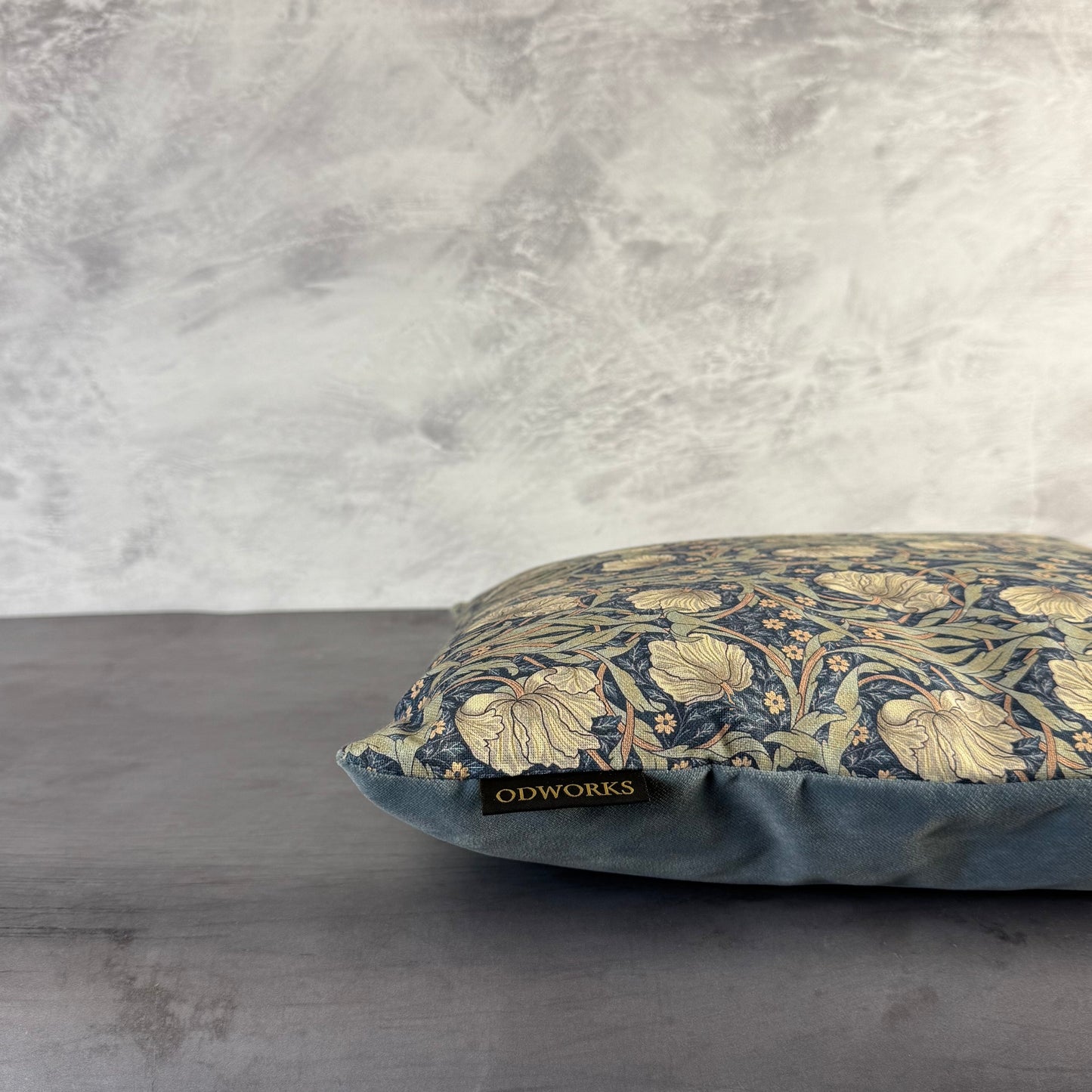 William Morris  Honeysuckle luxury feather cushion in steel