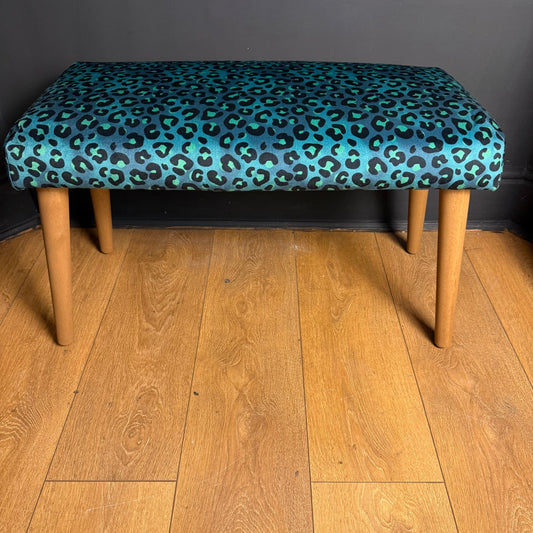 Becca Who leopard skin bench / shoe seat / dressing room seat