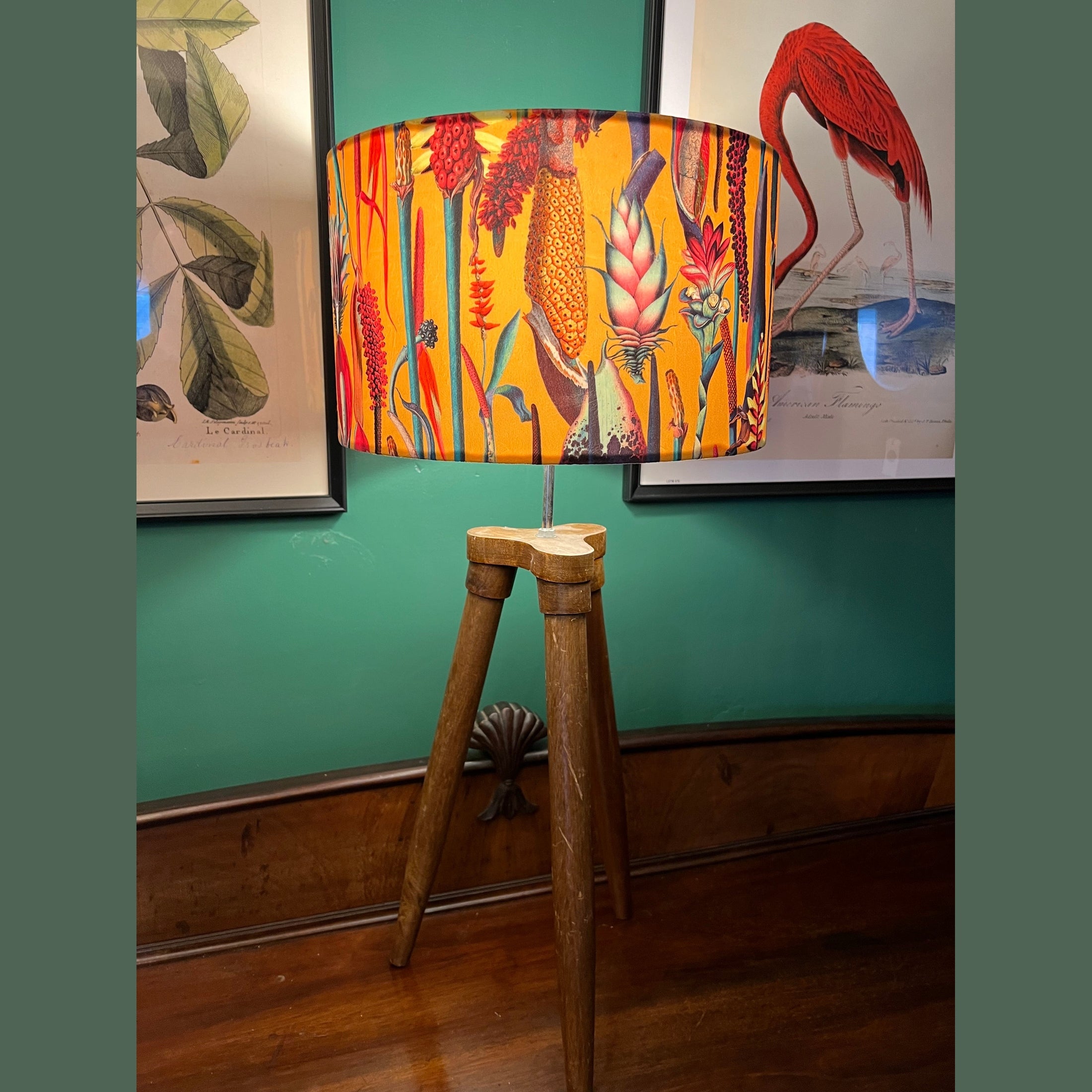 Botanical Lily | Mustard & Pink Velvet | Lampshade